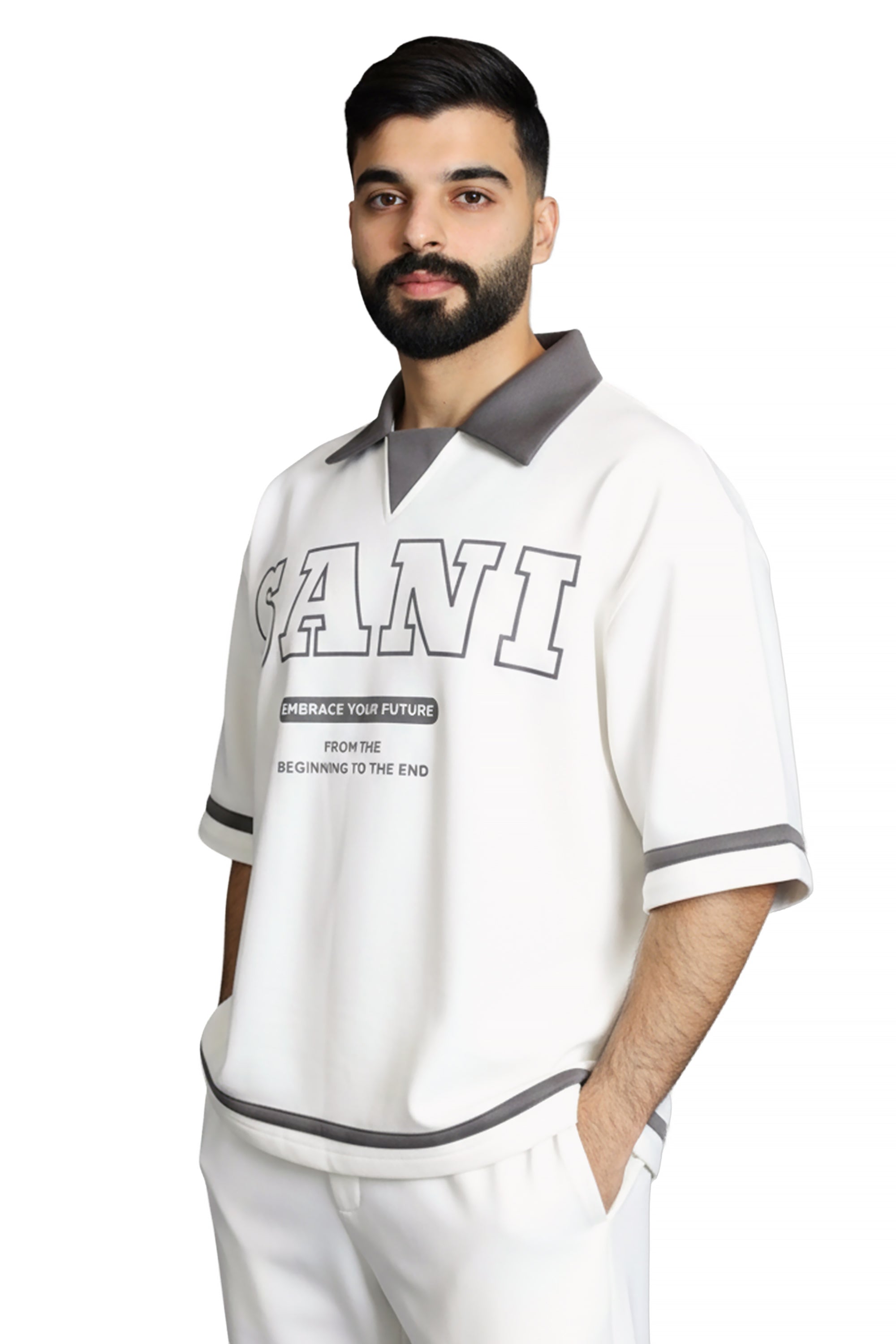 White Unisex Elite T-Shirt Polo by Sani