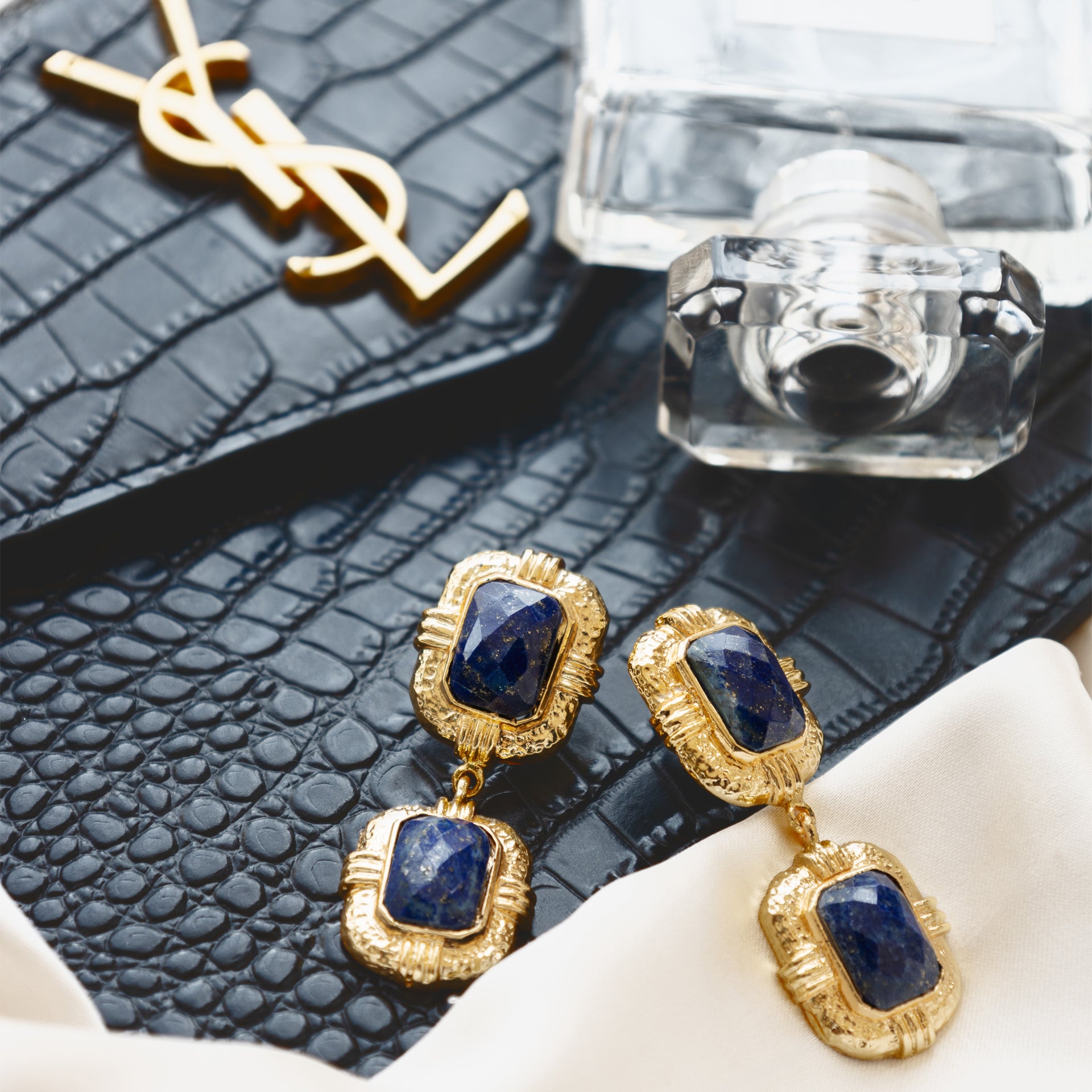 Amani Gold Sapphire Earrings by Lady D World - WECRE8