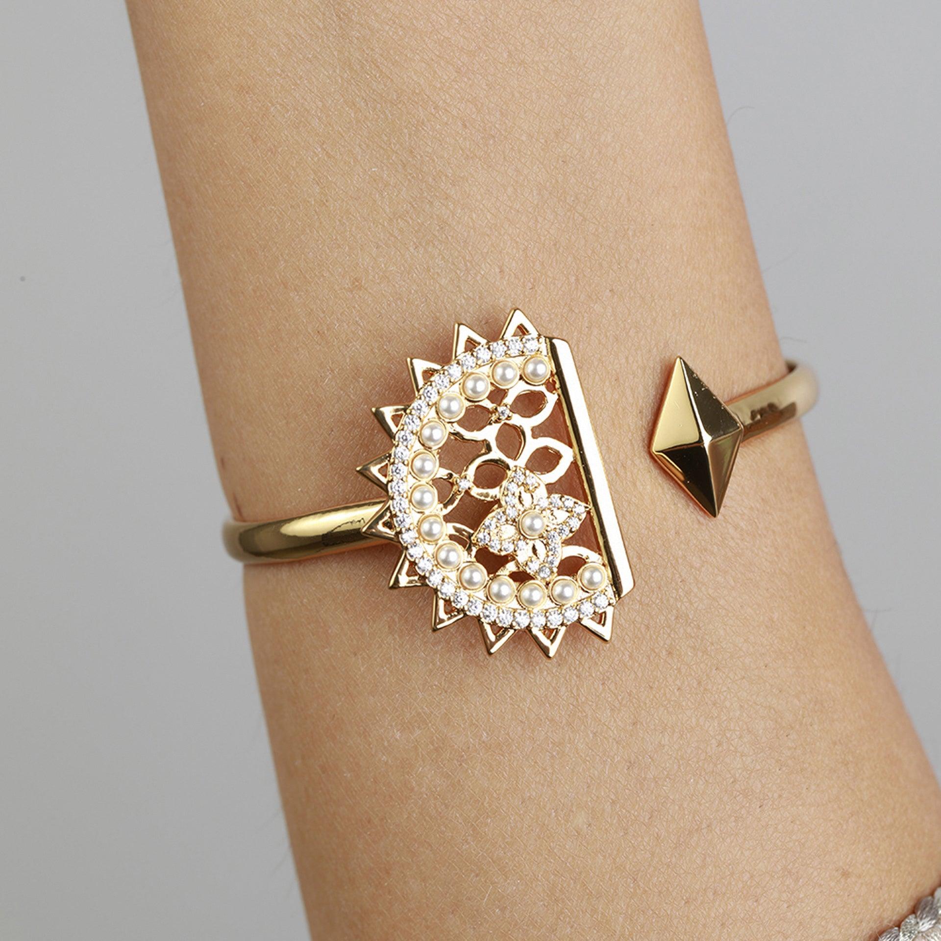 Asayel Gold Cuff Bracelet From Le-Soleil - WECRE8