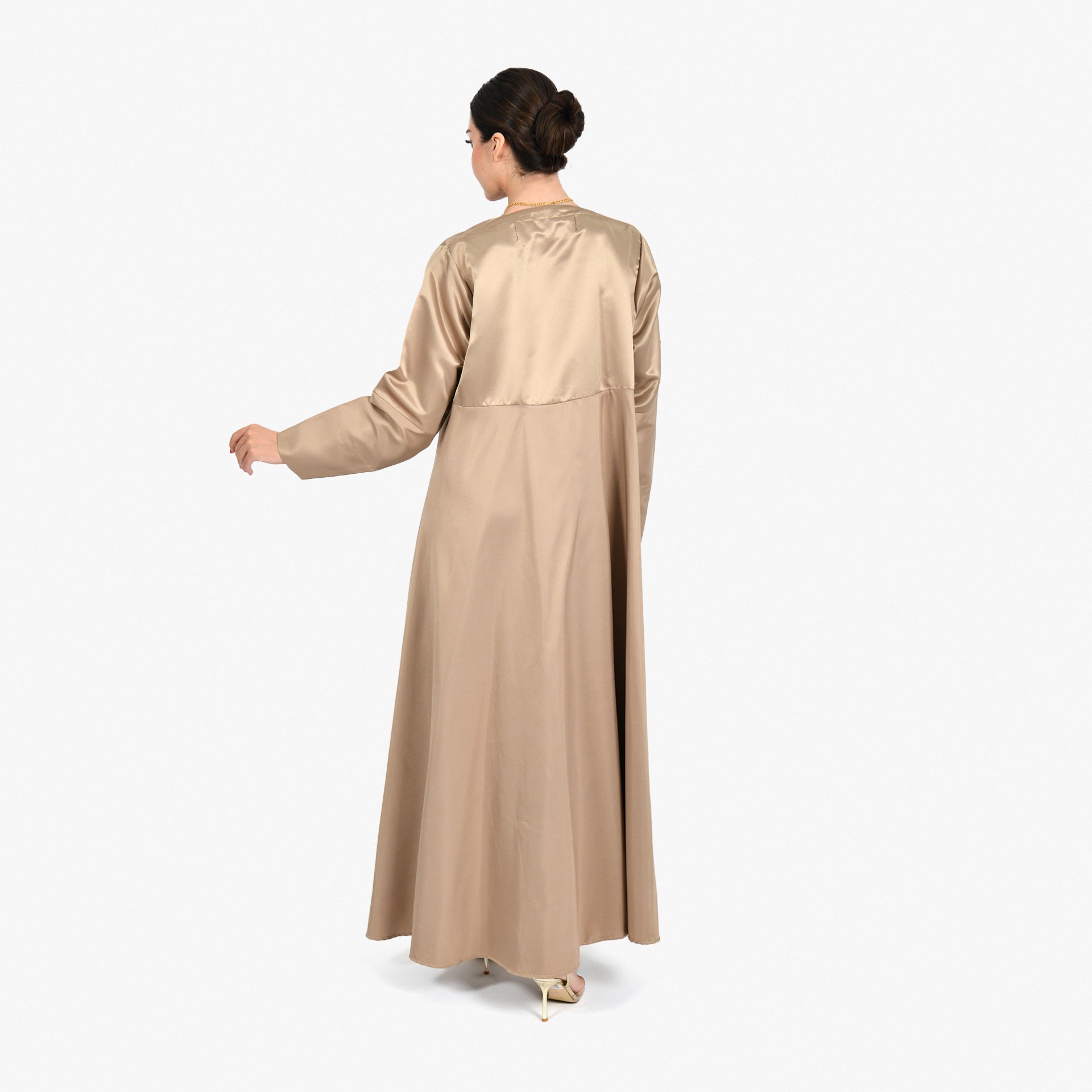 Beige Cloche Wide Abaya with Beige Tarha by Shmokh Abaya - WECRE8