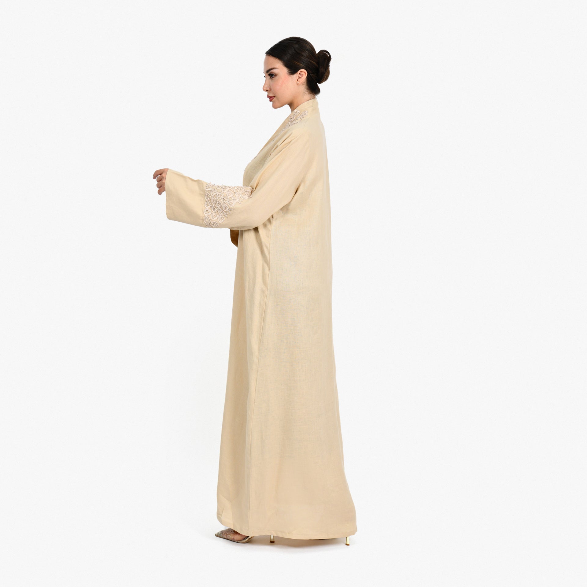 Beige Embroidery Abaya by Darzah - WECRE8