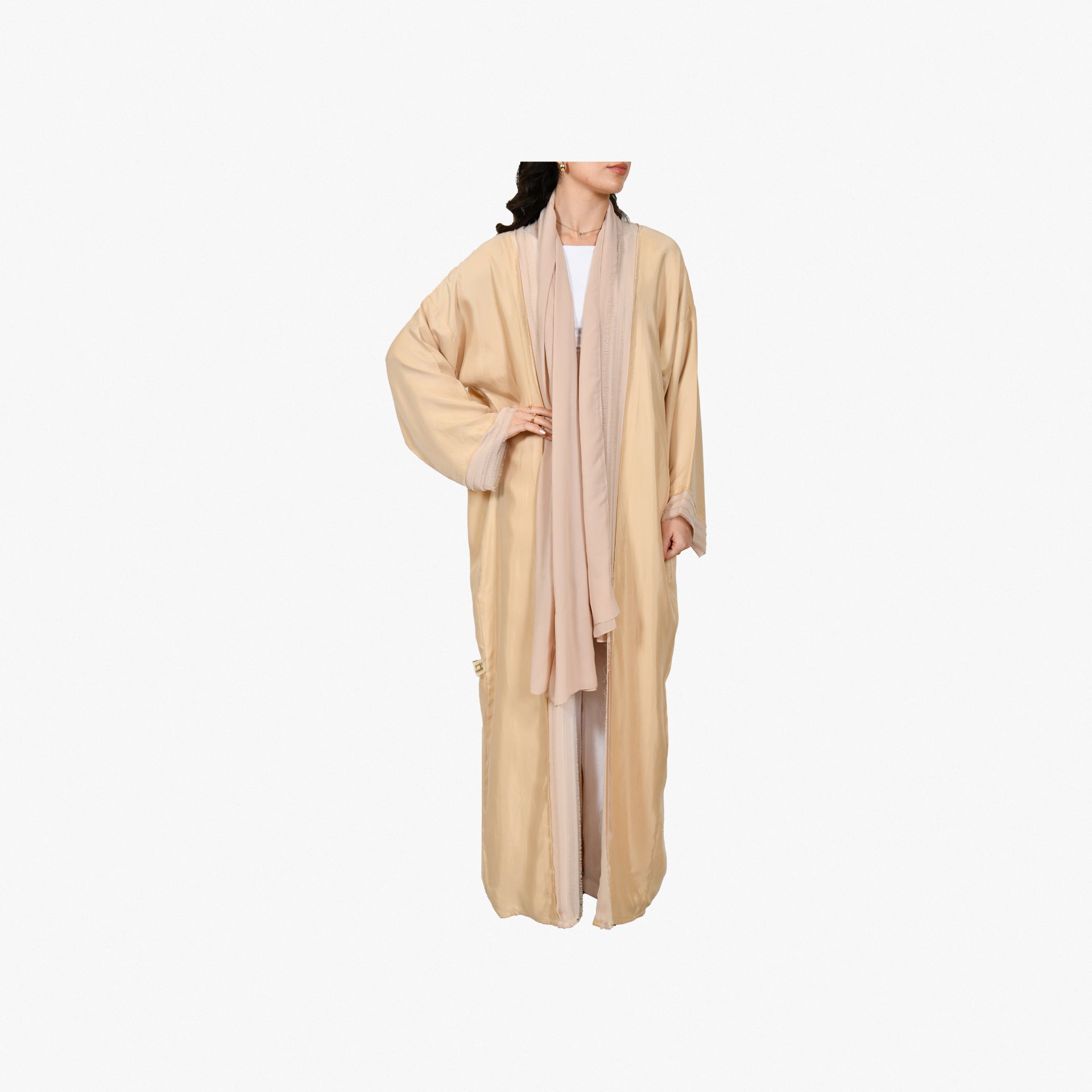 Beige Silk Abaya From Darzah - WECRE8