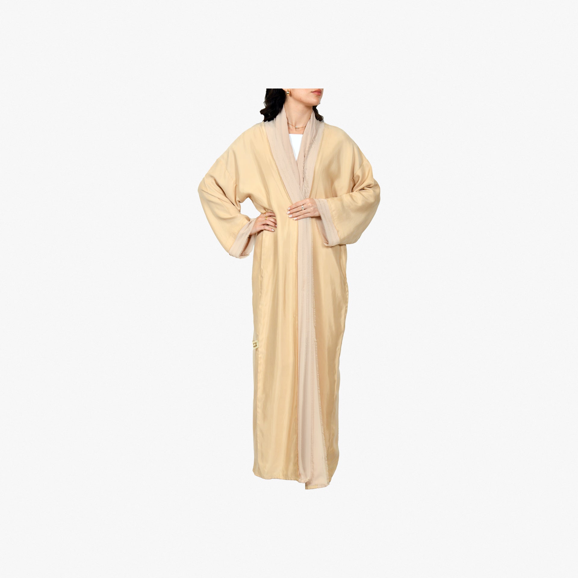 Beige Silk Abaya From Darzah - WECRE8