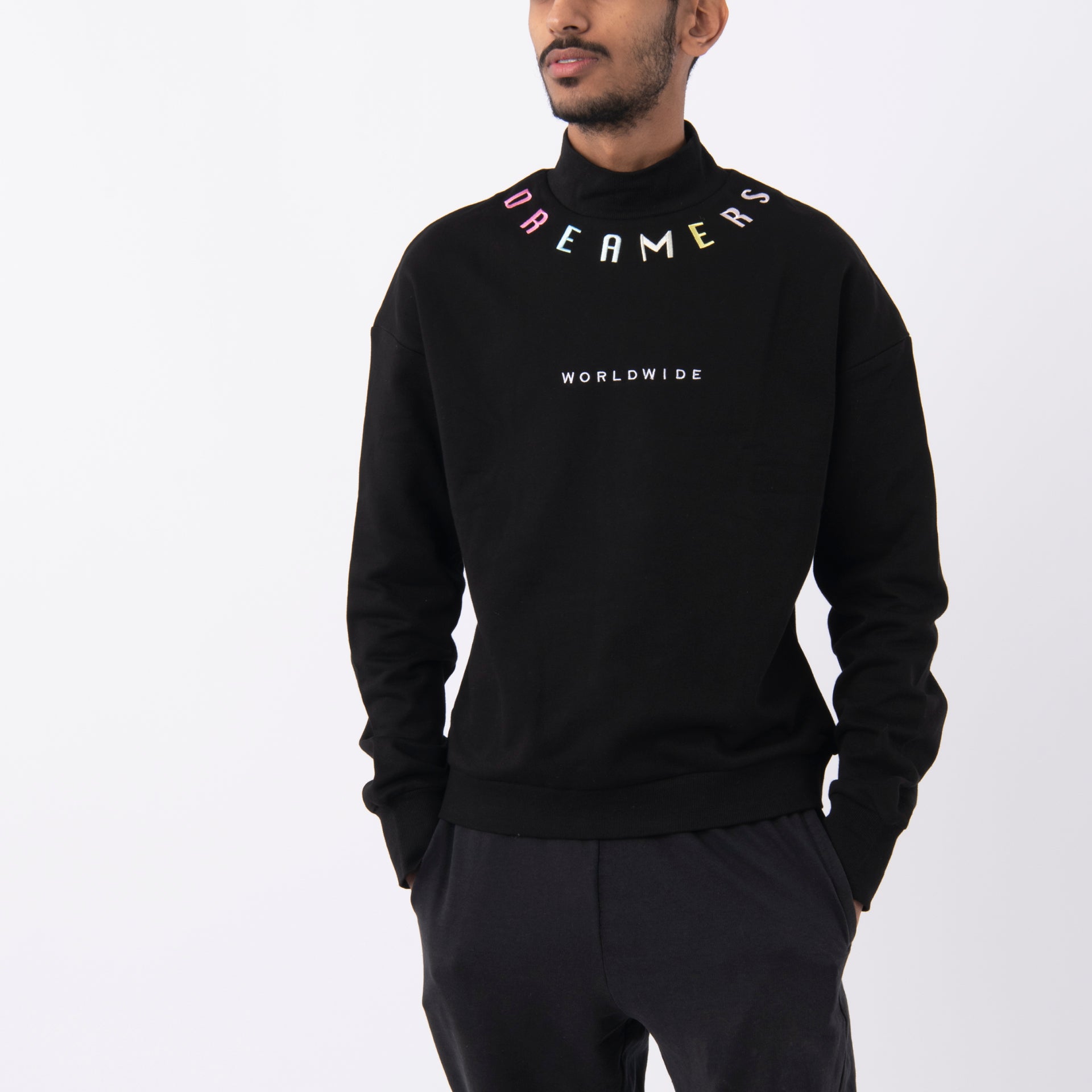 Black Embroidered Sweatshirt lightweight From S2 Studio - WECRE8
