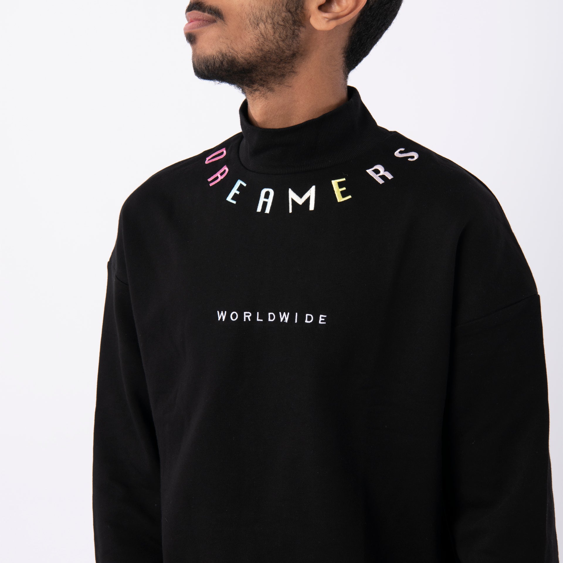 Black Embroidered Sweatshirt lightweight From S2 Studio - WECRE8
