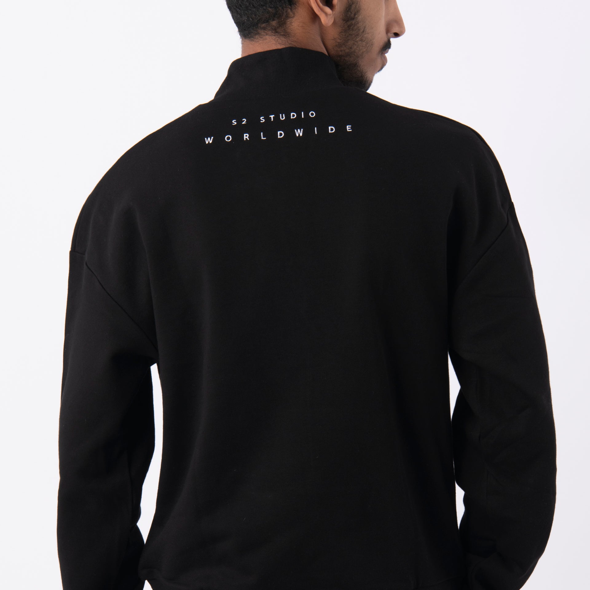 Black Embroidered Sweatshirt lightweight From S2 Studio - WECRE8