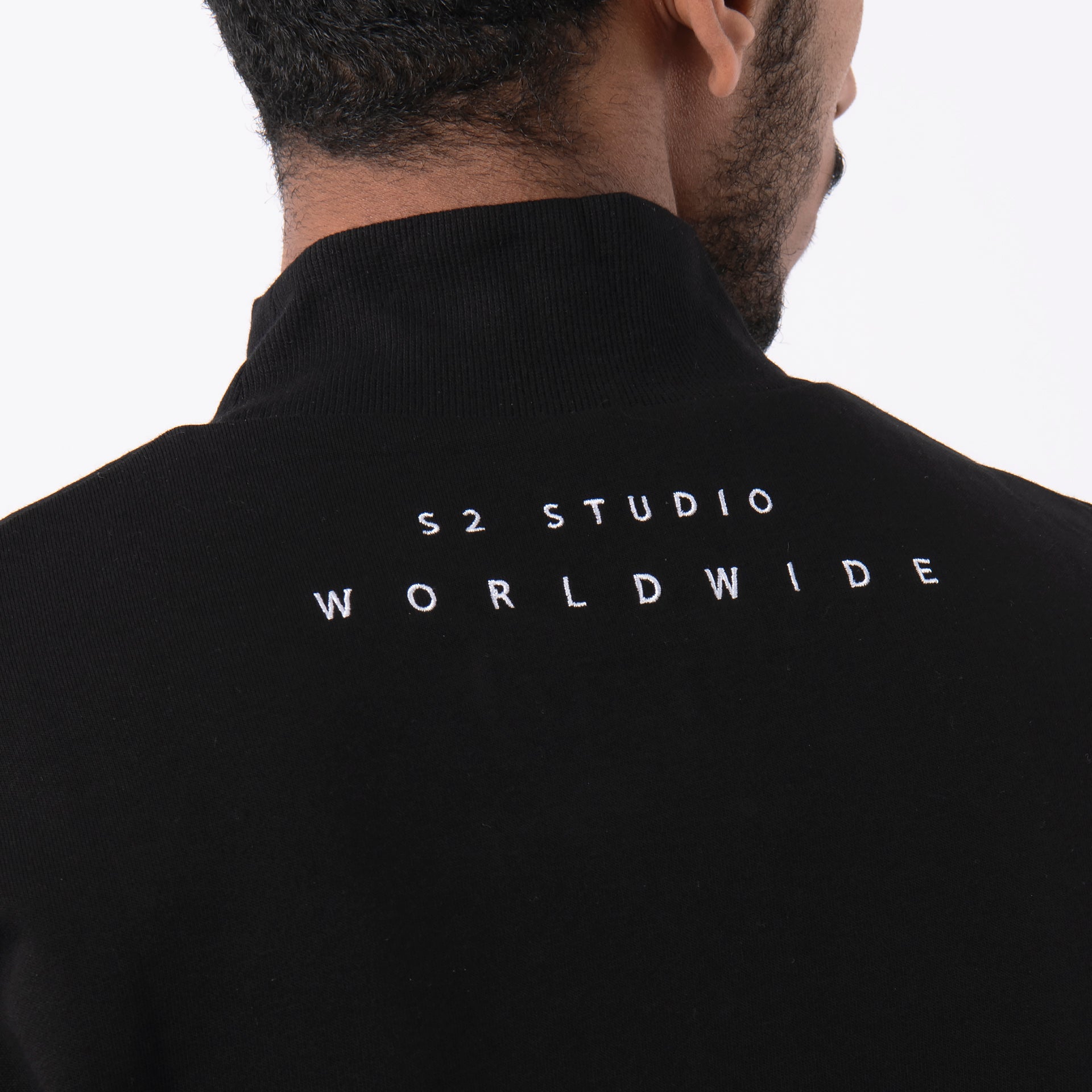 Black Embroidered Sweatshirt lightweight From S2 Studio - WECRE8