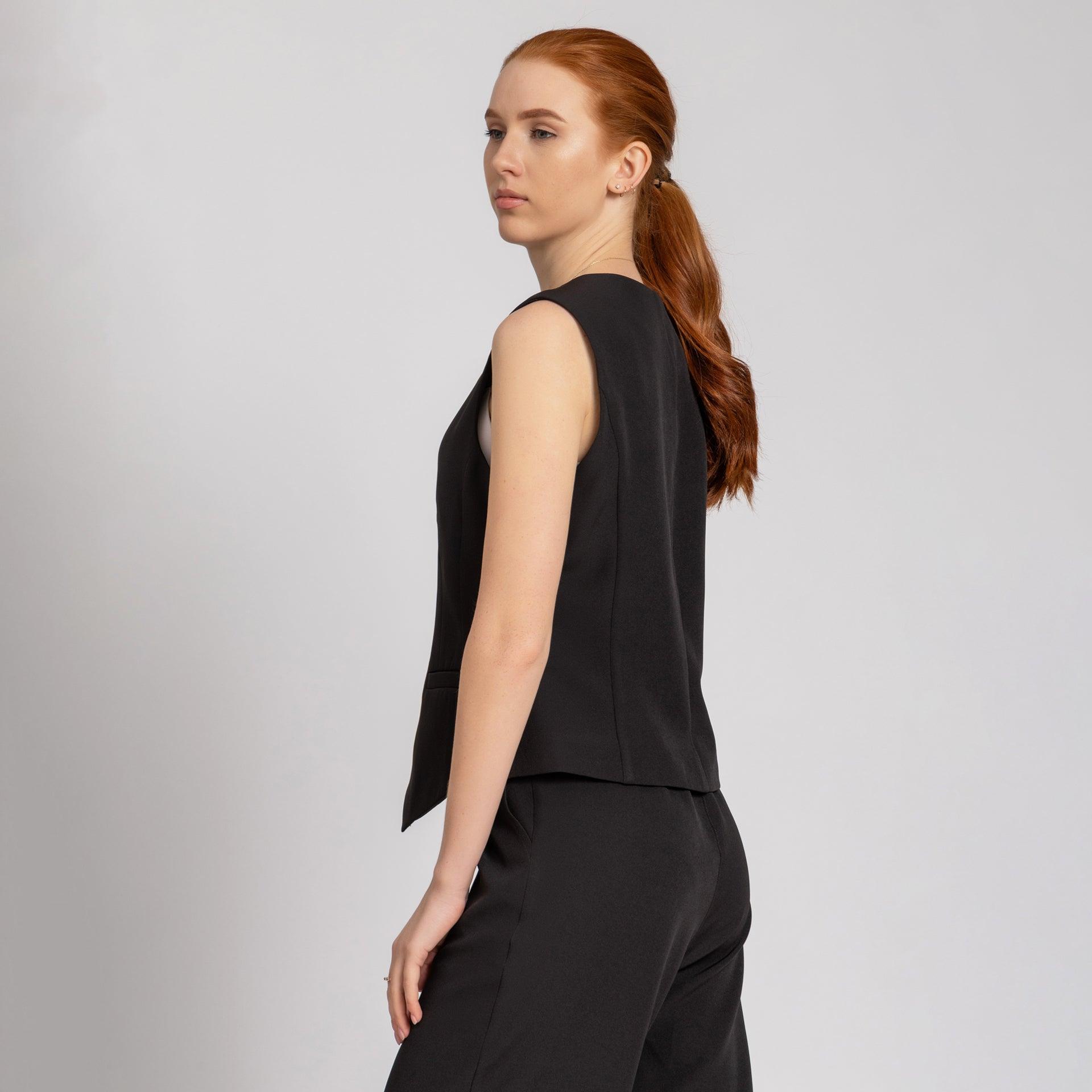 Black Formal Crepe Vest From Elanove - WECRE8