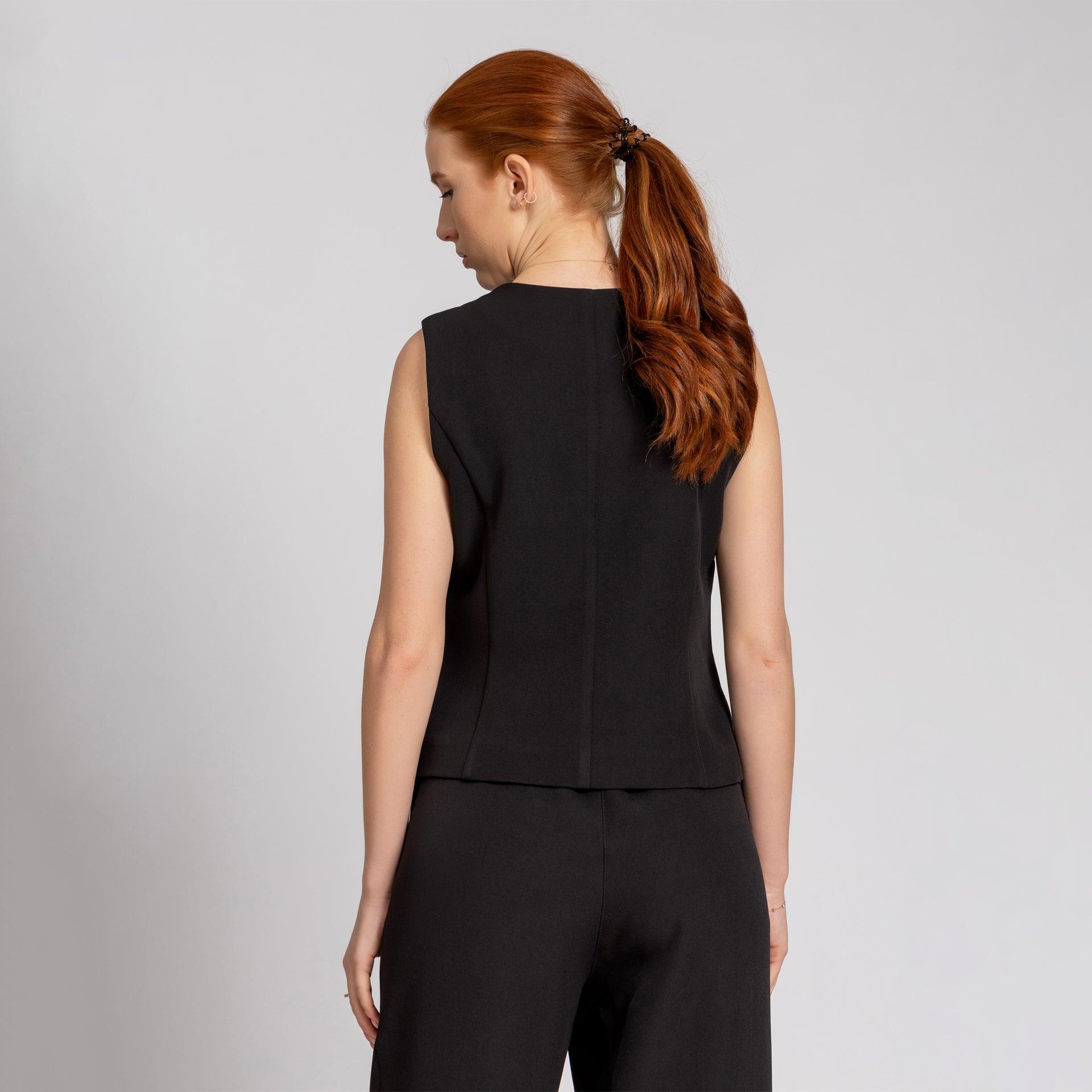 Black Formal Crepe Vest From Elanove - WECRE8