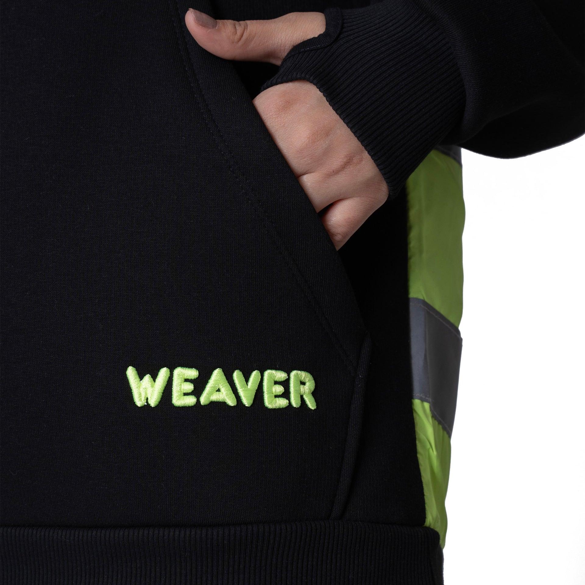 Black Hoodie With Green Logo From Weaver Design - WECRE8