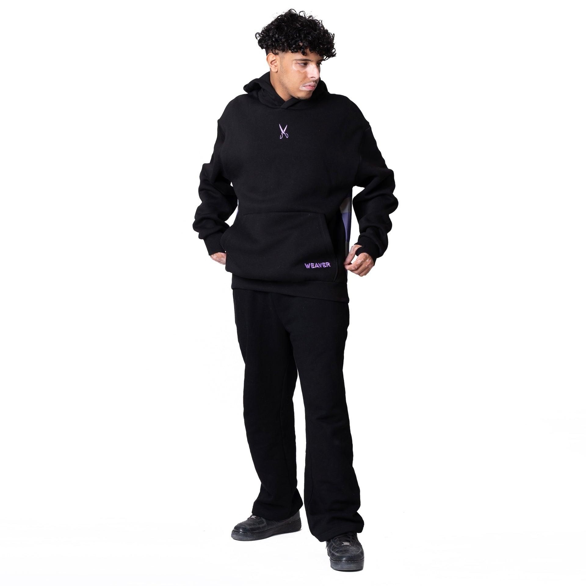 Black Hoodie With Purple Logo From Weaver Design - WECRE8