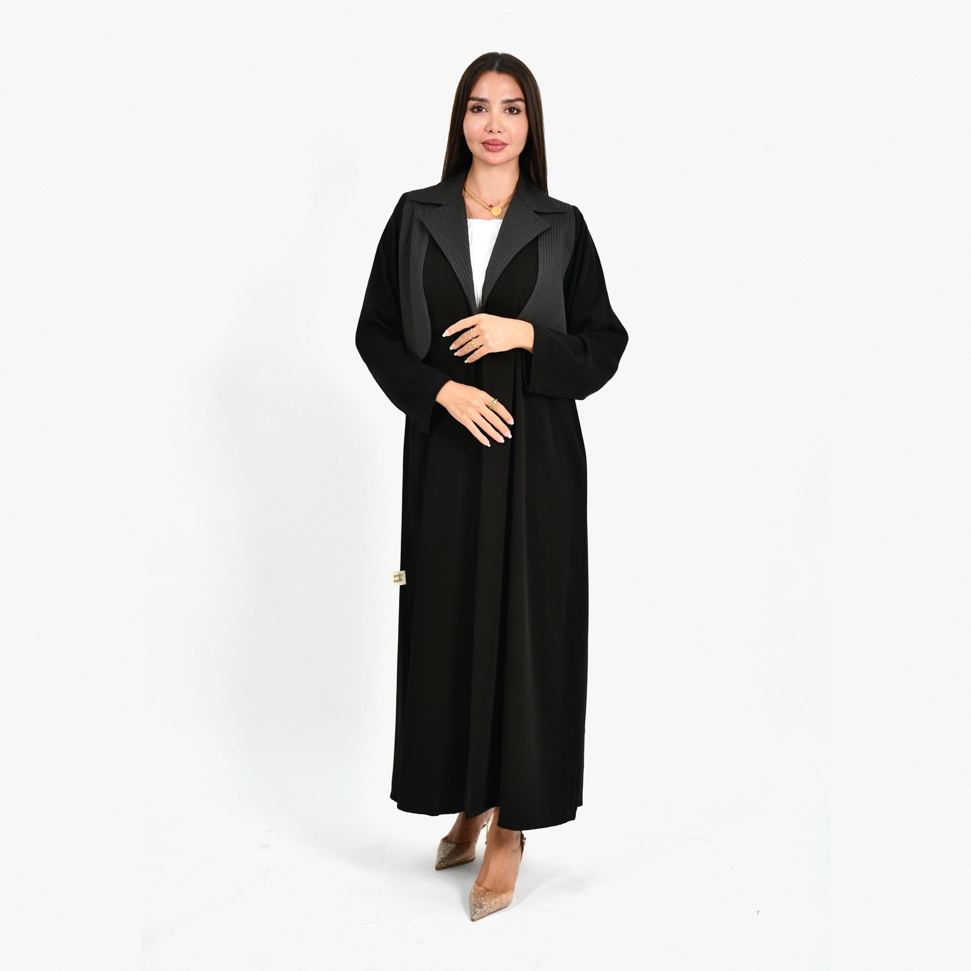 Black Jacket Taffeta Abaya From Darzah - WECRE8