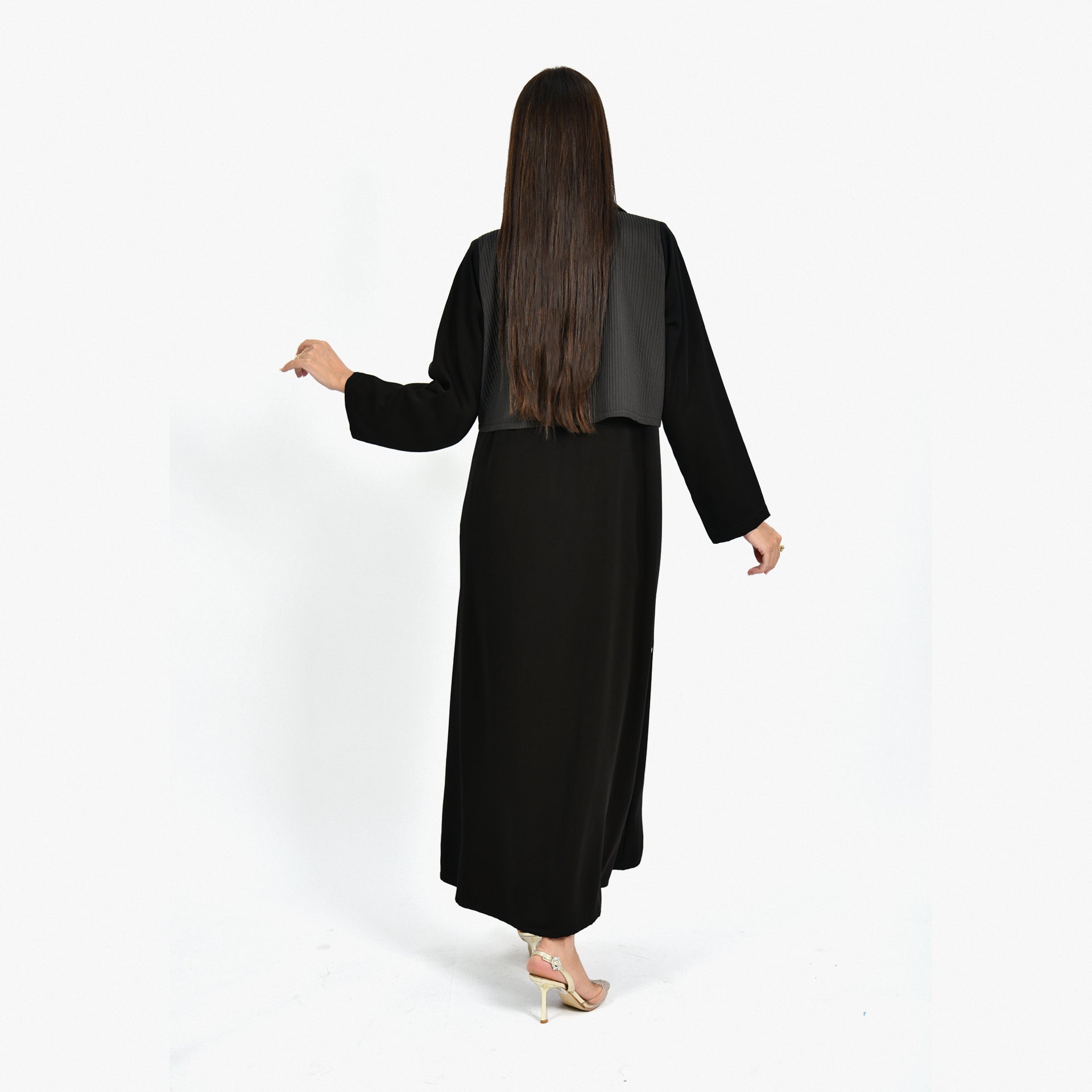 Black Jacket Taffeta Abaya From Darzah - WECRE8