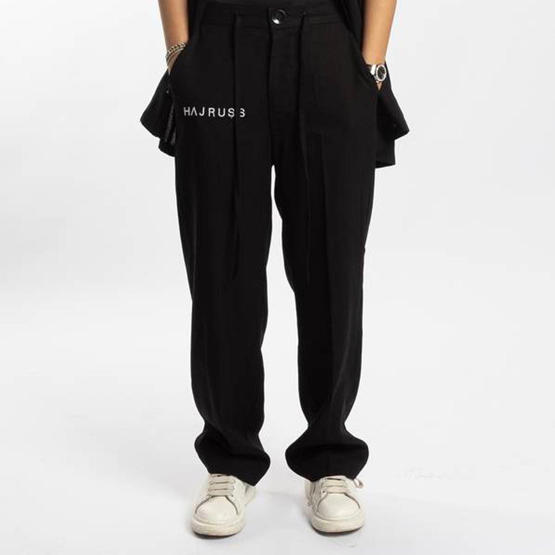 BLACK LINEN PANTS From Hajruss - WECRE8