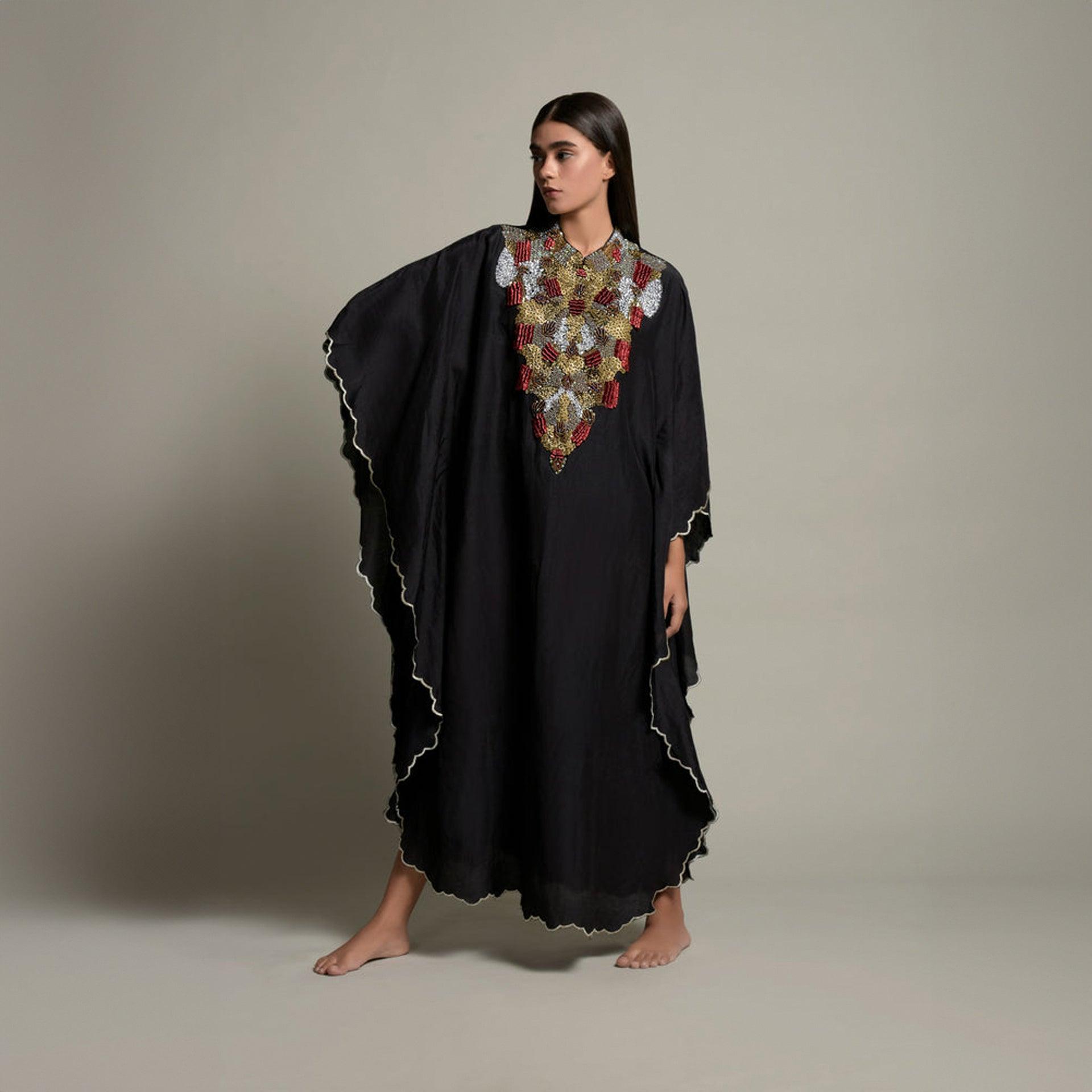 Black Mehram Embellished Jalabiya with Inner Cotton Cami From Amore Mio By Hitu - WECRE8