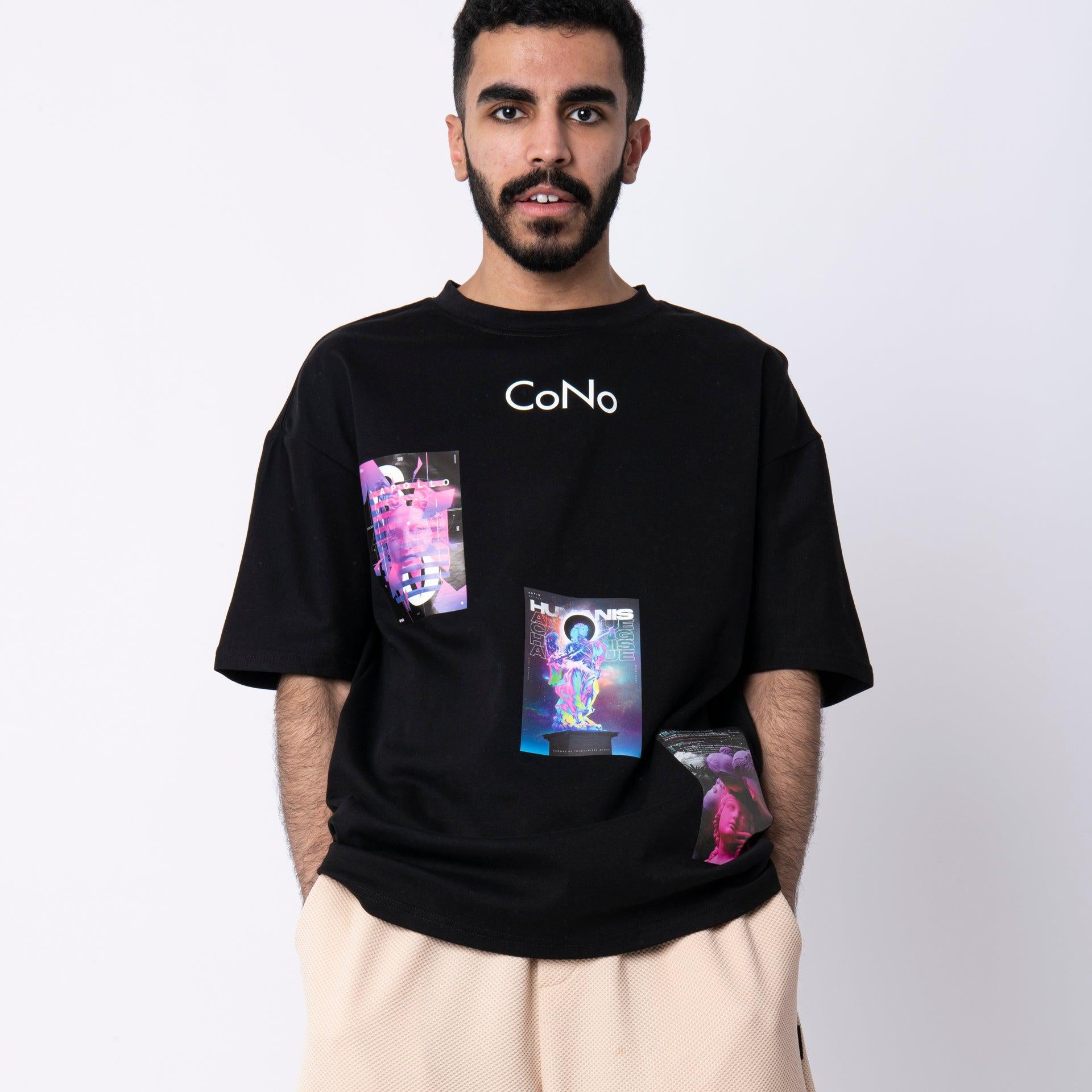 Black T-shirt With 3 photos Prints From Cono - WECRE8