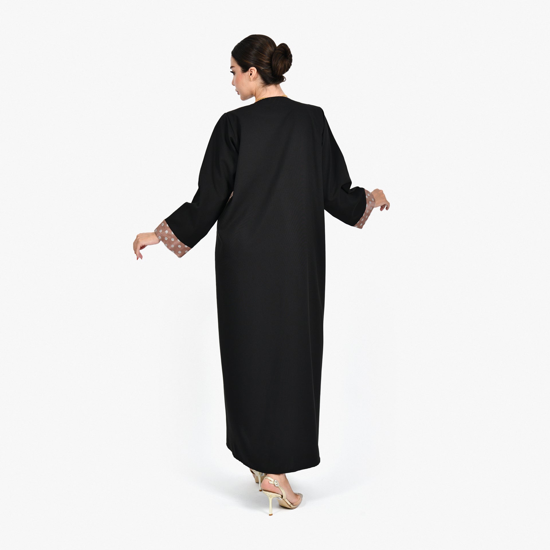 Black with Polka Dots Abaya by Darzah - WECRE8