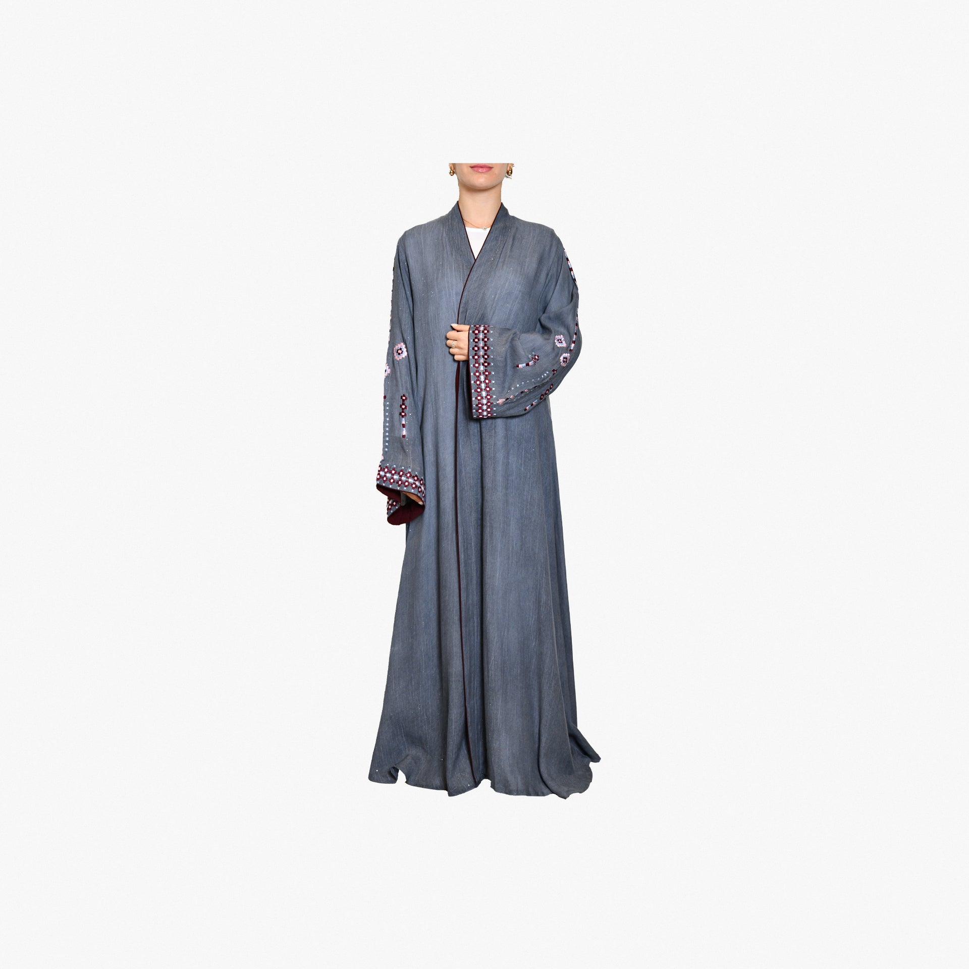 Blue Abaya With Handmade Embroidery By Palma - WECRE8