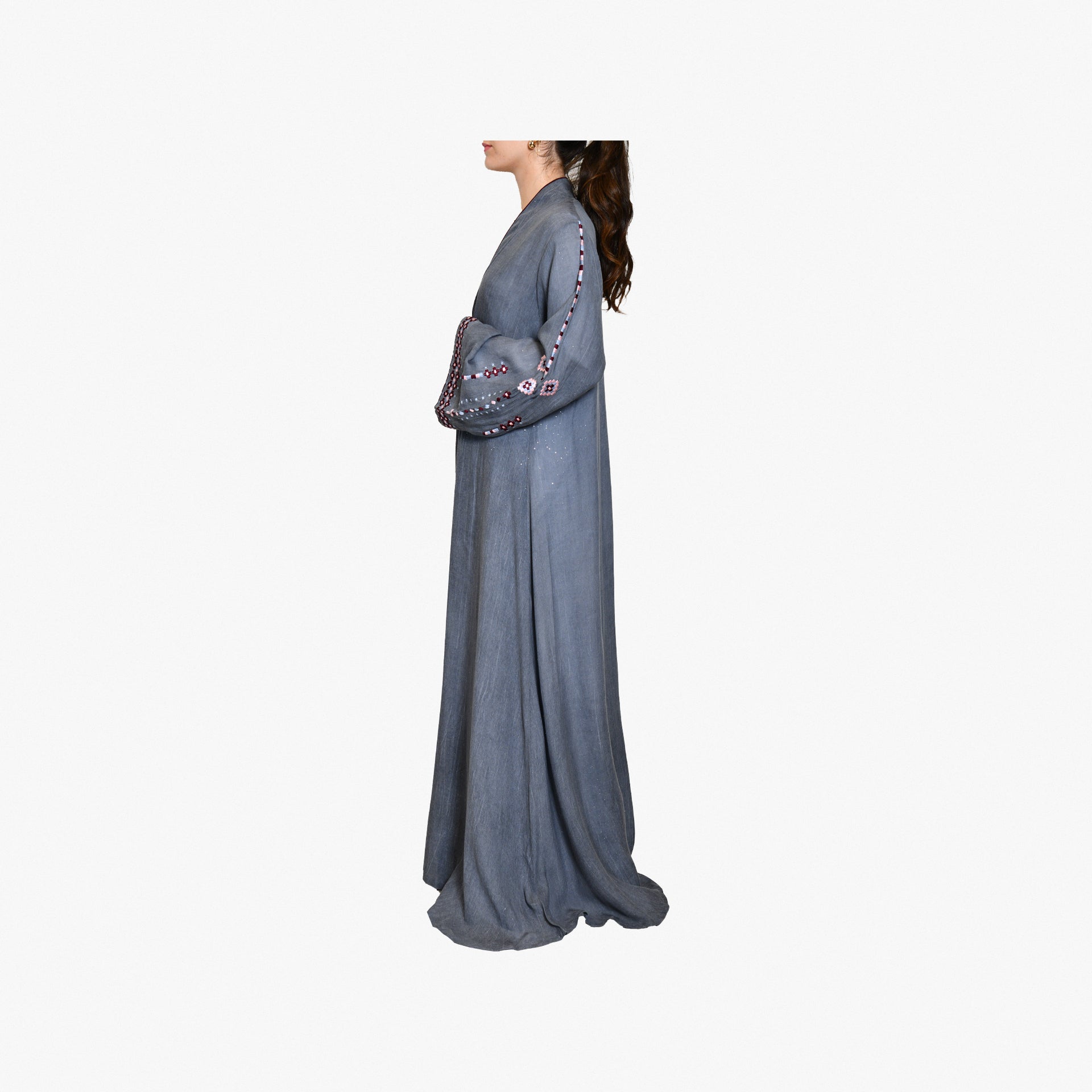 Blue Abaya With Handmade Embroidery By Palma - WECRE8