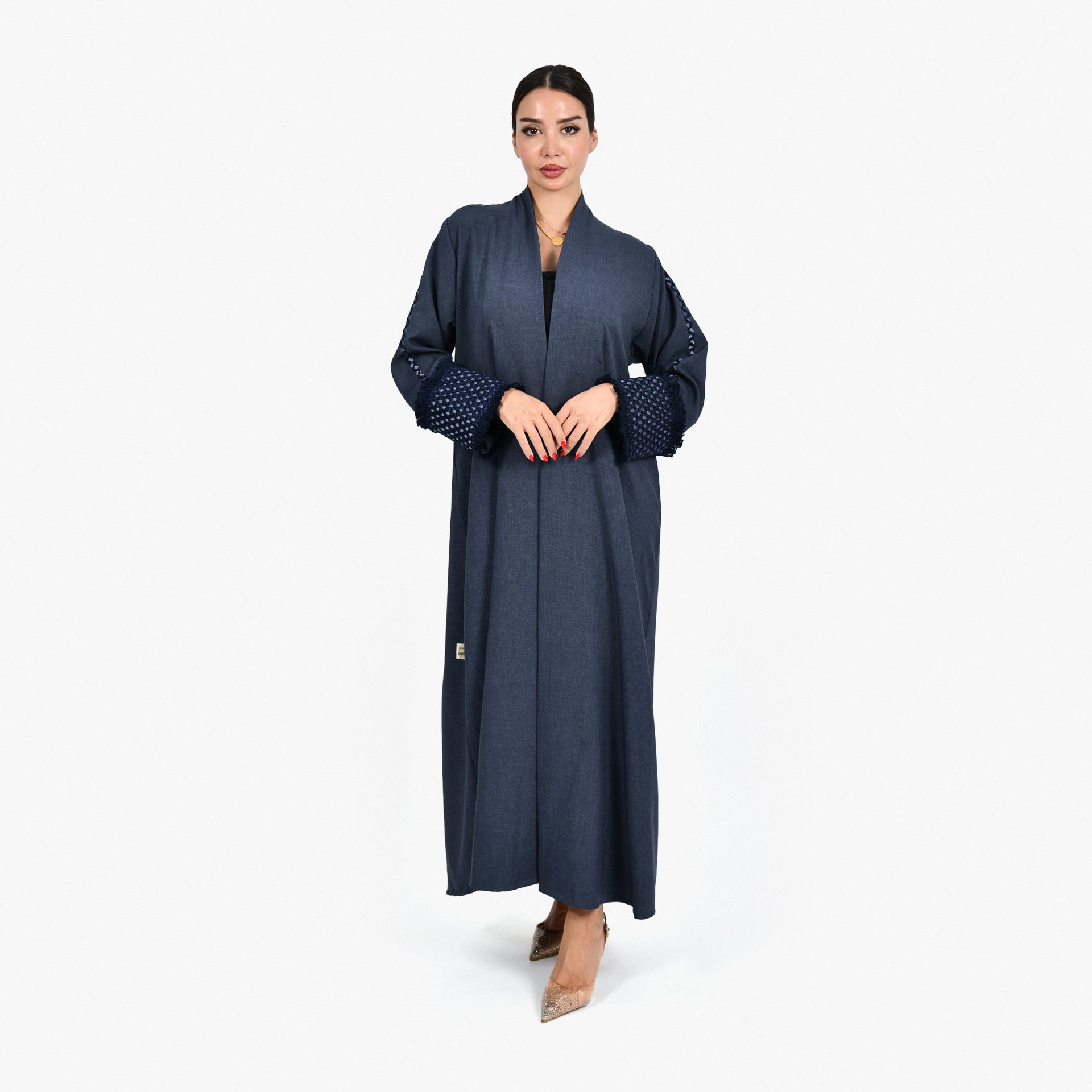 Blue Jeans with Embroidery Abaya by Darzah - WECRE8