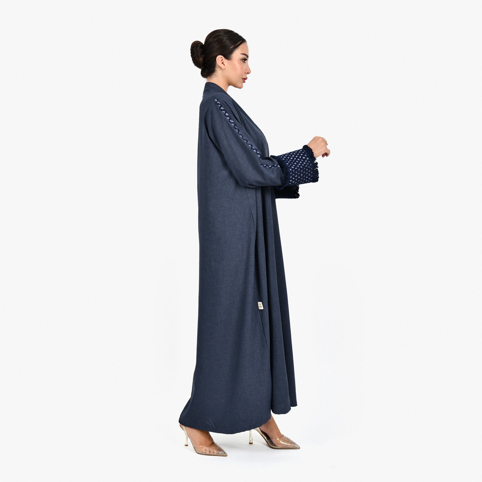 Blue Jeans with Embroidery Abaya by Darzah - WECRE8