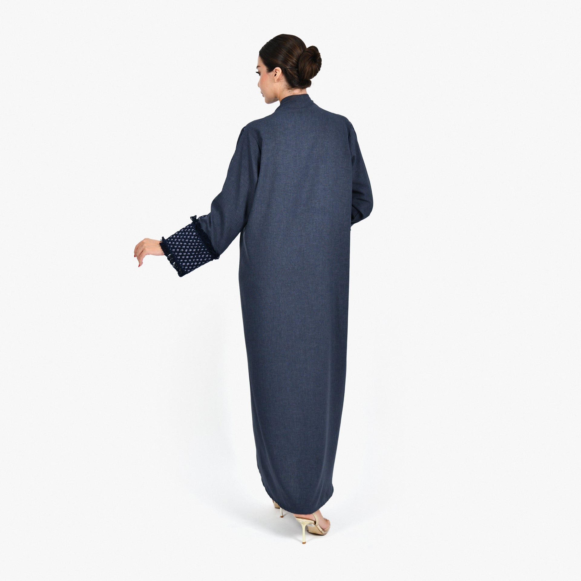 Blue Jeans with Embroidery Abaya by Darzah - WECRE8