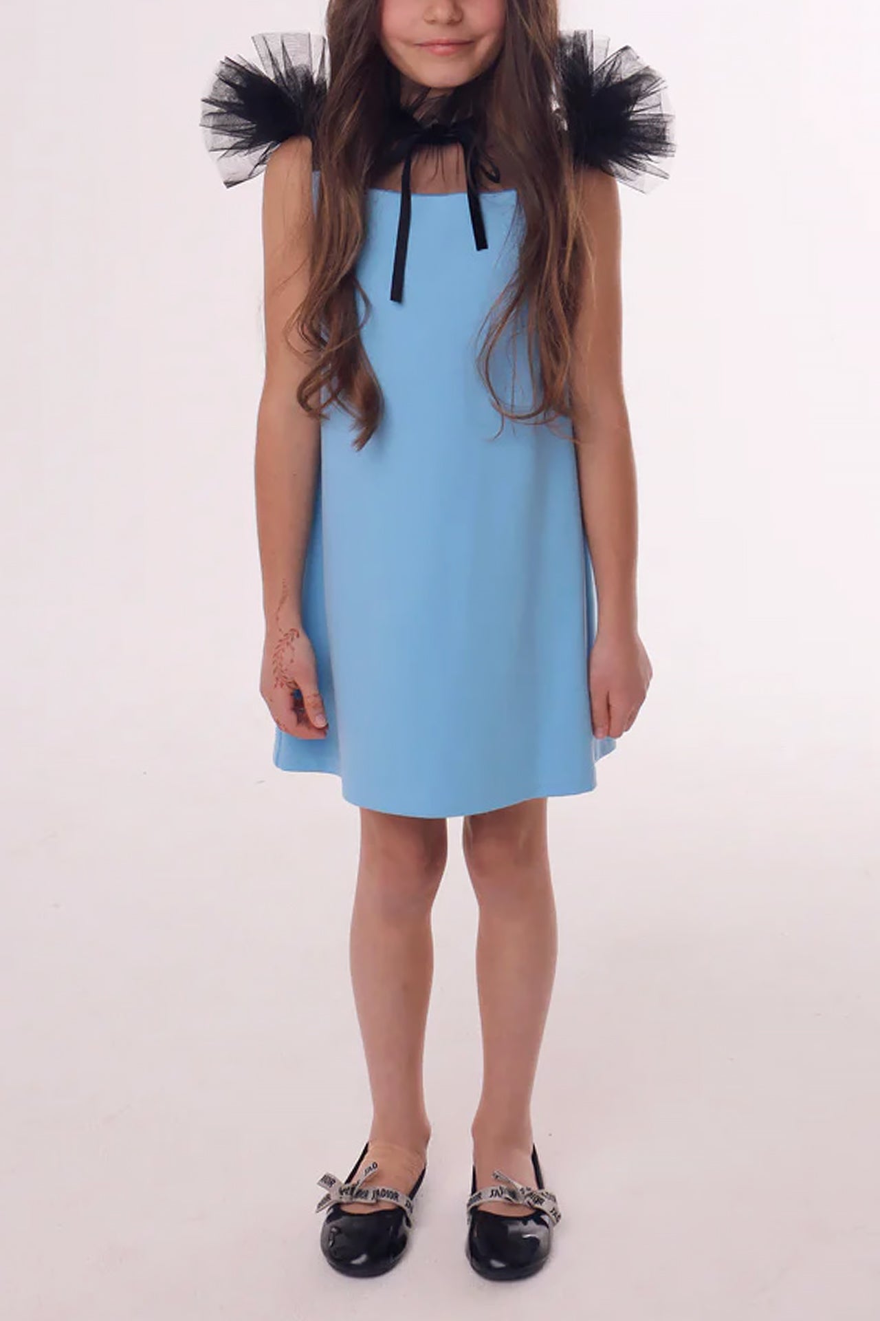 Amelie Chic Puff Blue Mini Dress by Katee's Kids
