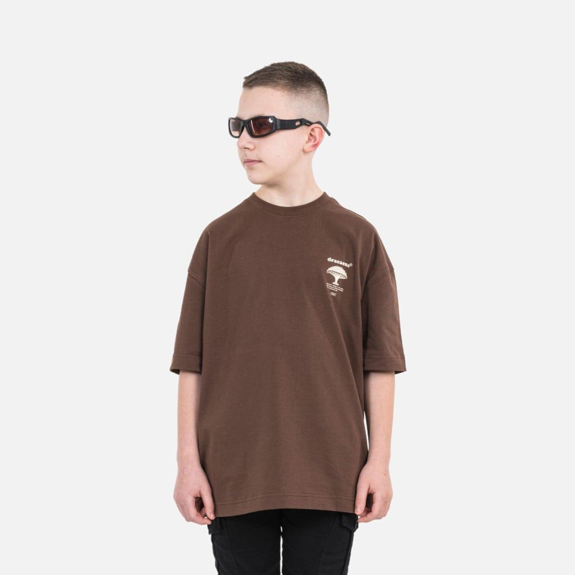 Brown Cotton T-shirt With Prints By Dracaena Cinnabari - WECRE8