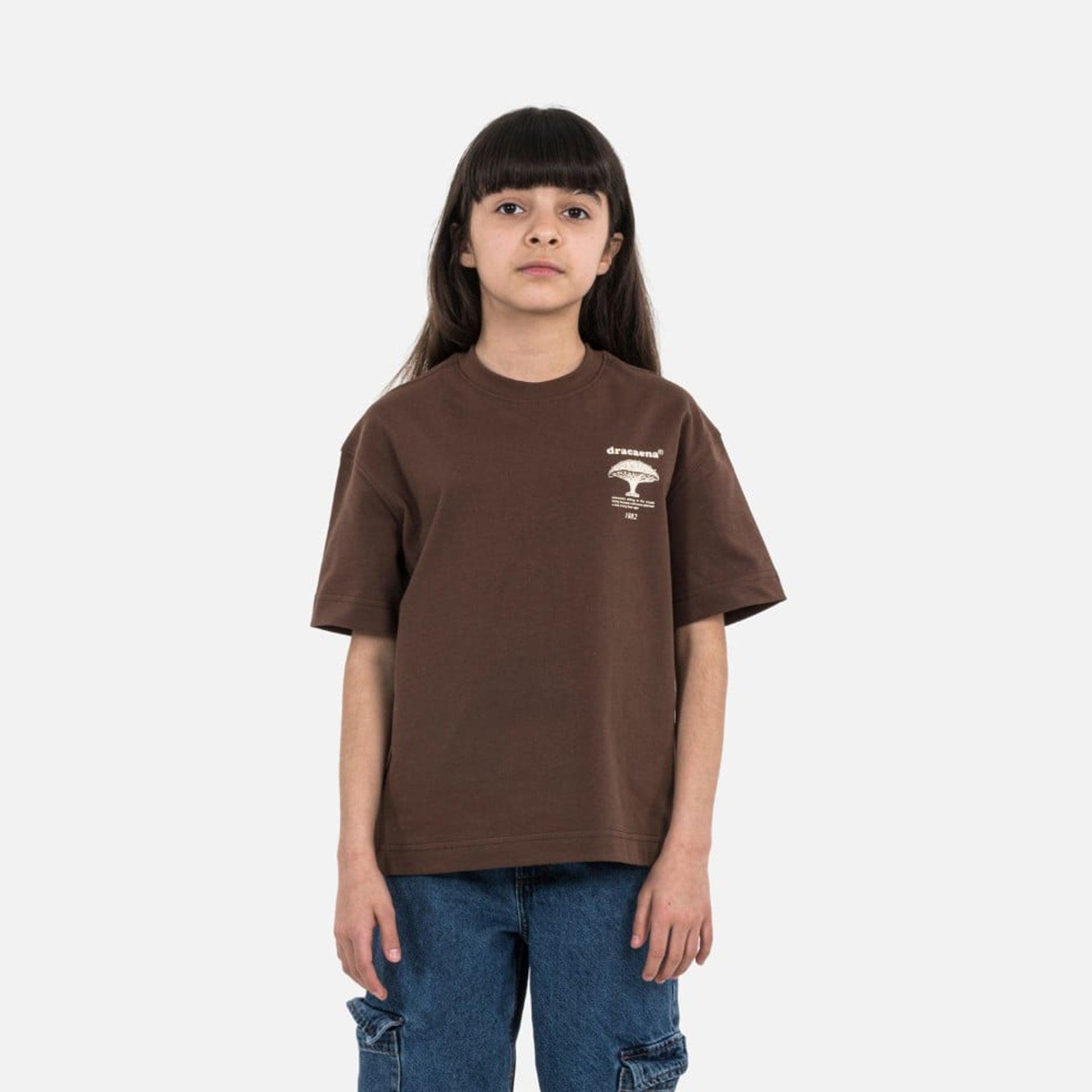 Brown Cotton T-shirt With Prints By Dracaena Cinnabari - WECRE8