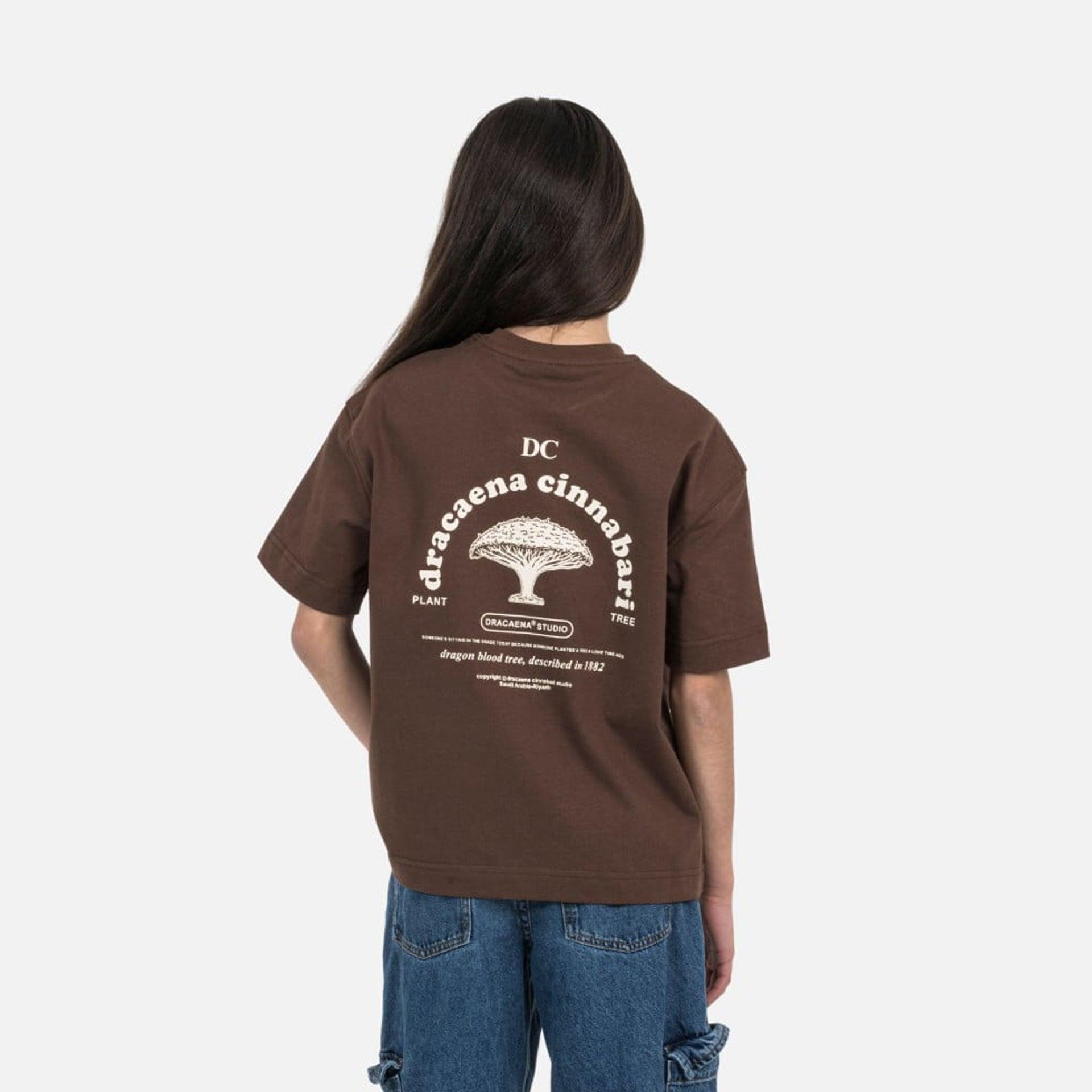 Brown Cotton T-shirt With Prints By Dracaena Cinnabari - WECRE8