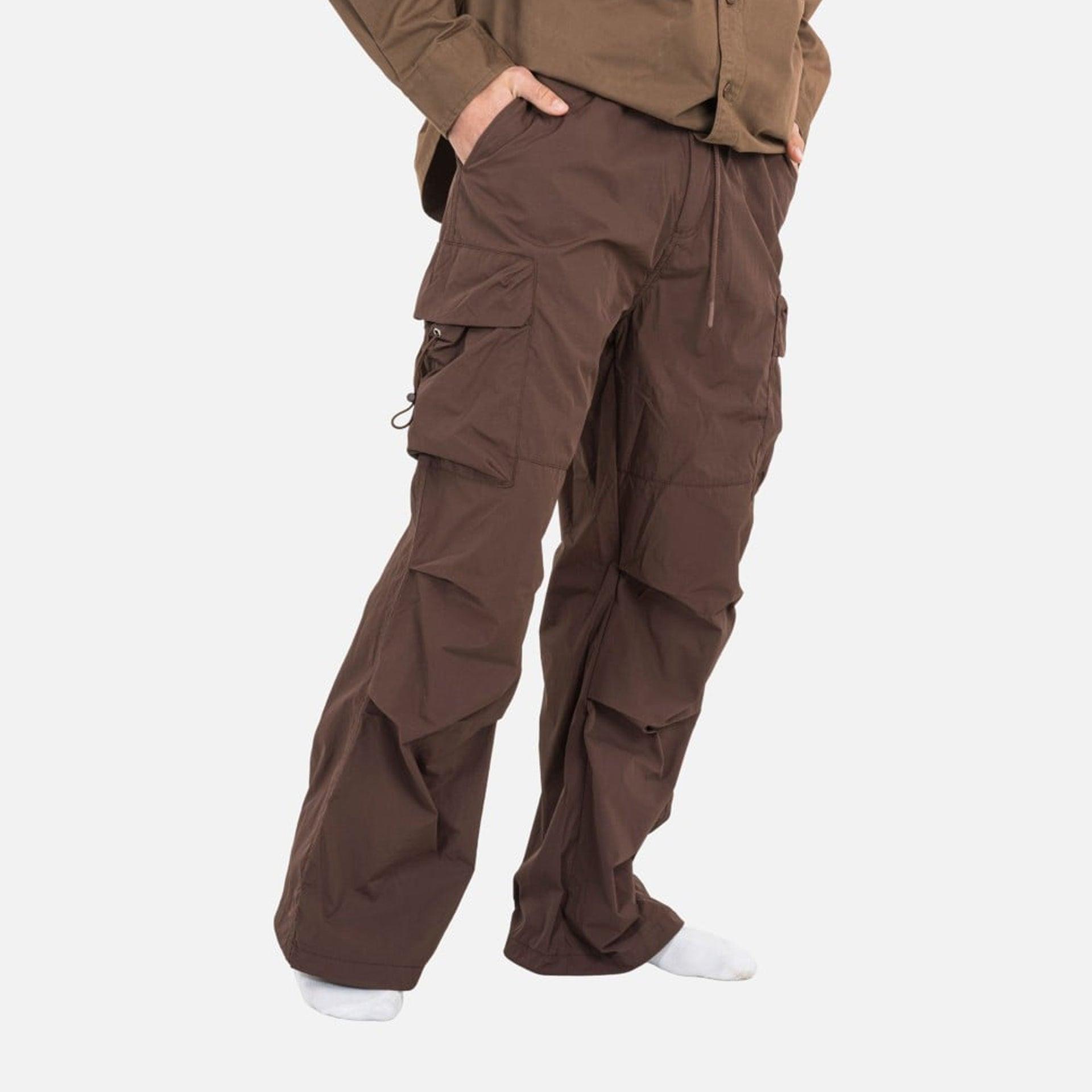 Brown Crinkled Pants With Pockets By Dracaena Cinnabari - WECRE8