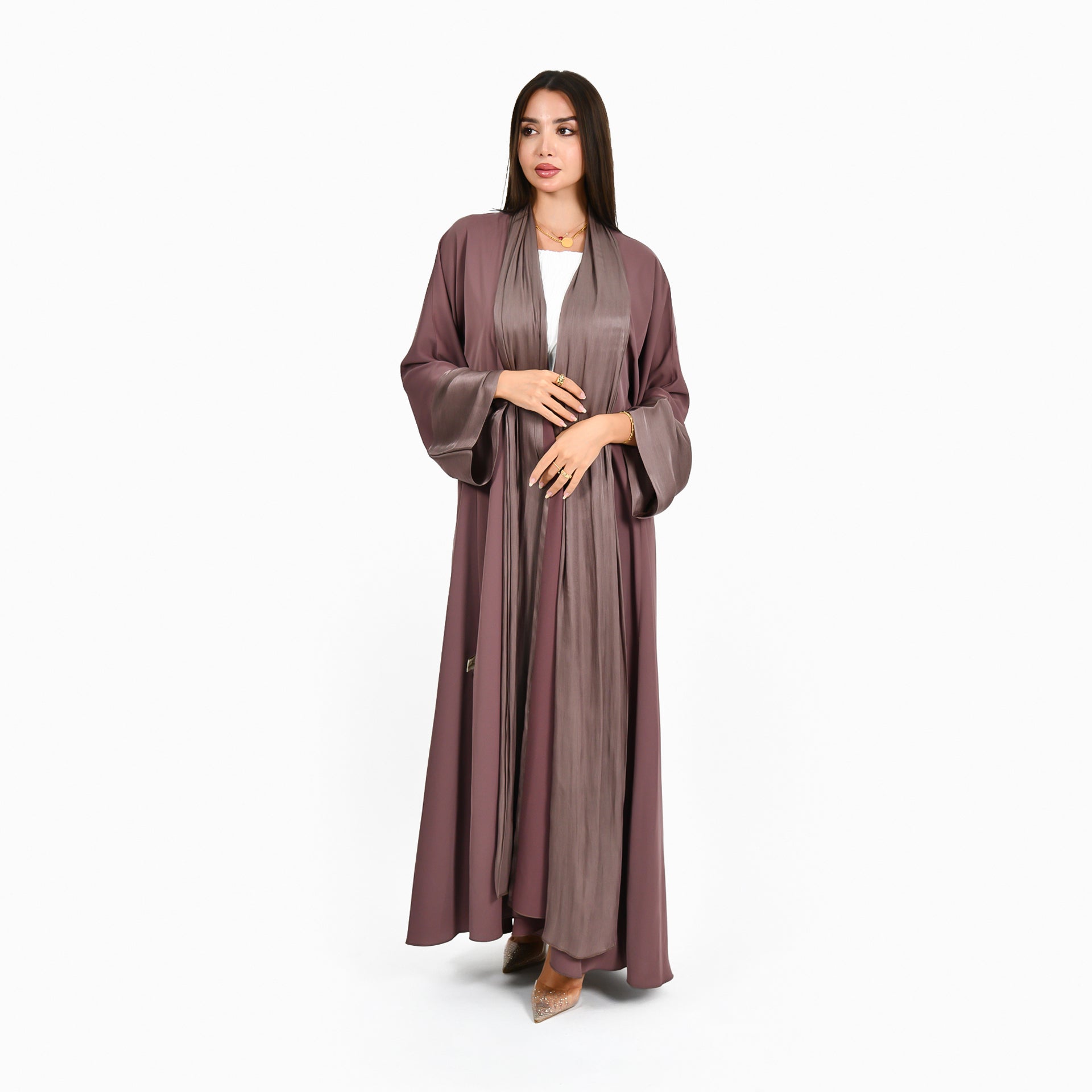 Brown Silk Abaya From Darzah - WECRE8