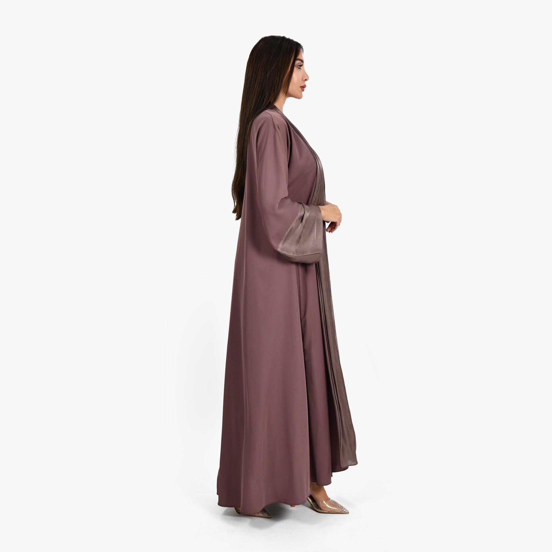 Brown Silk Abaya From Darzah - WECRE8