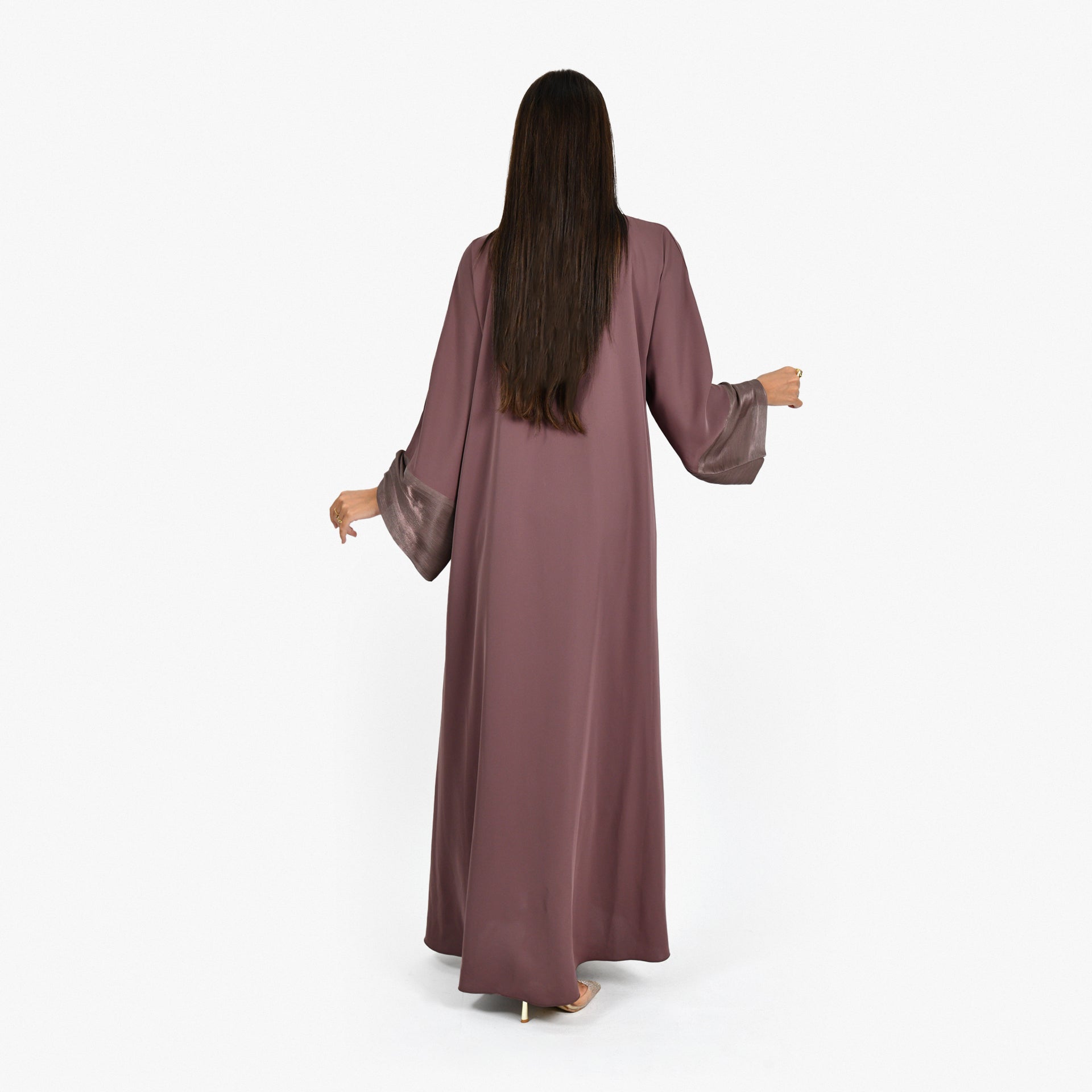 Brown Silk Abaya From Darzah - WECRE8