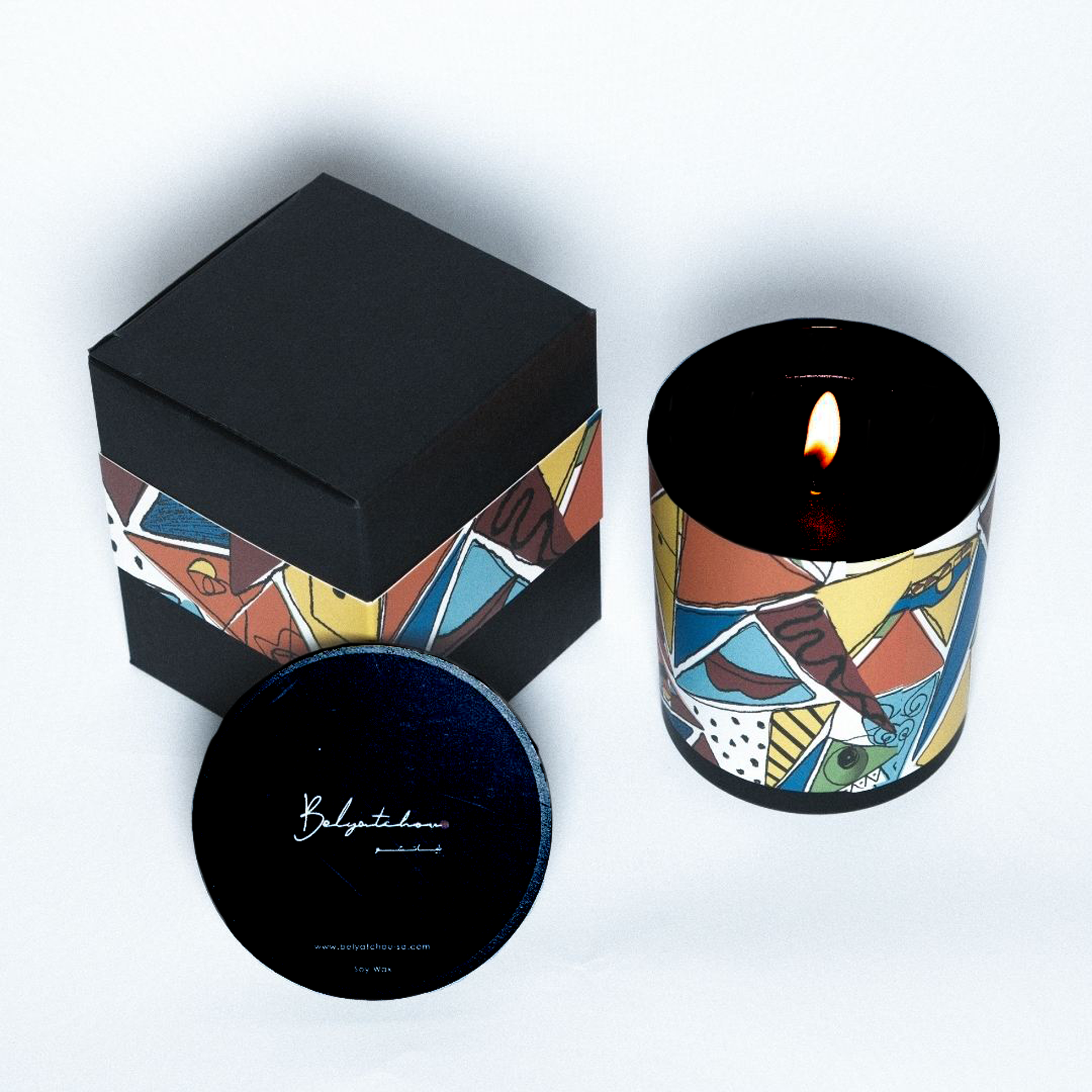 Jasmine 280g Geometric Colorful Soy Candle by Belyatchou