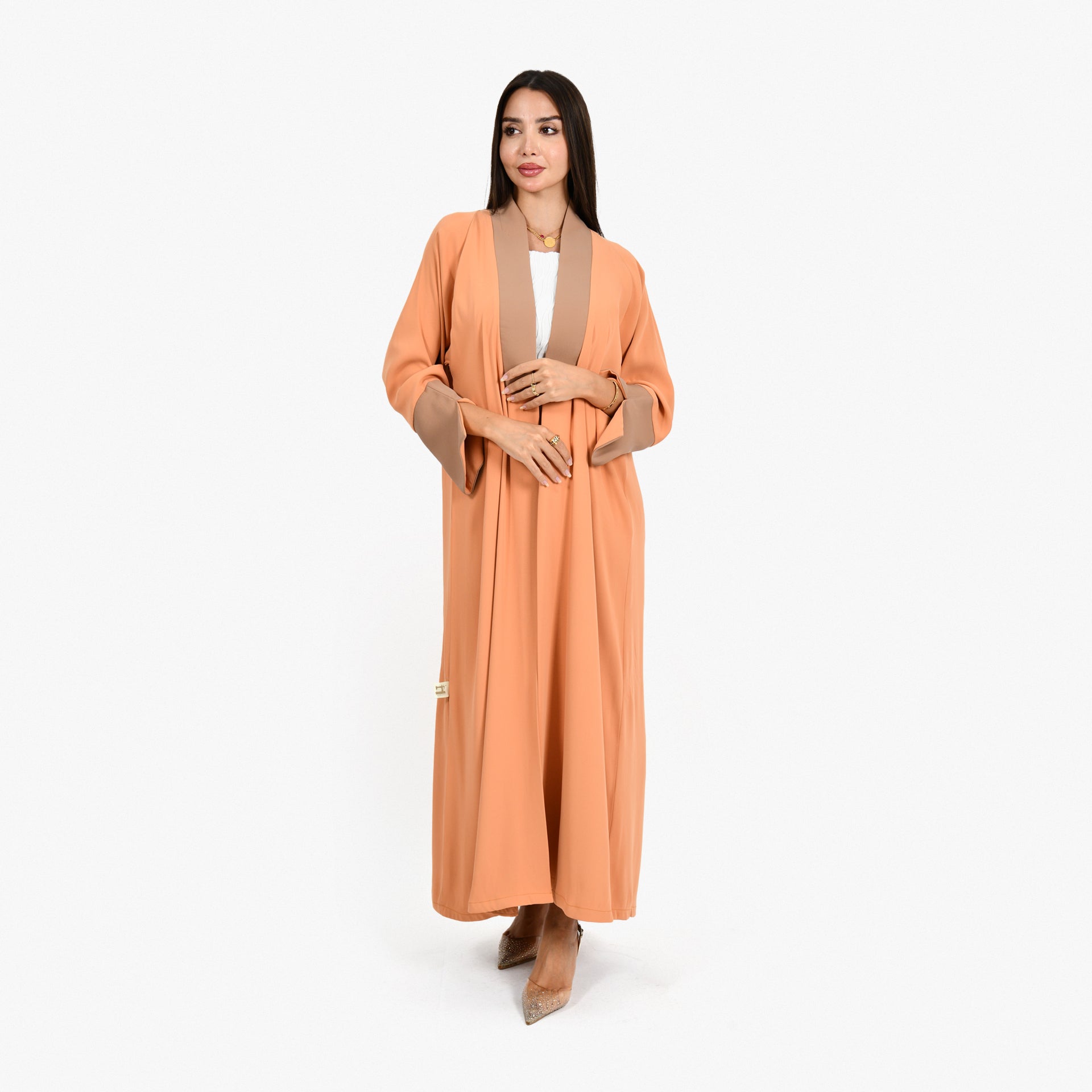 Coral & Beige Abaya From Darzah - WECRE8