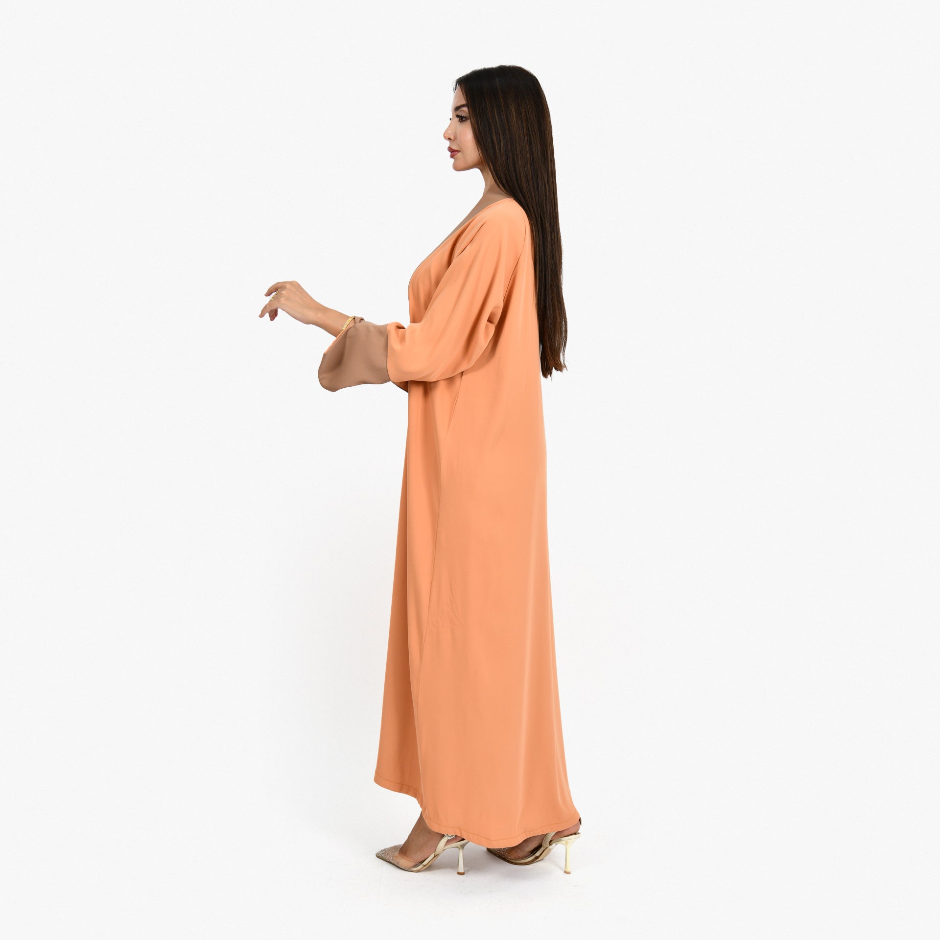 Coral & Beige Abaya From Darzah - WECRE8