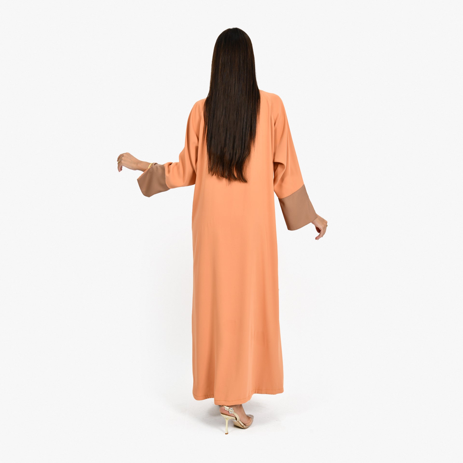 Coral & Beige Abaya From Darzah - WECRE8