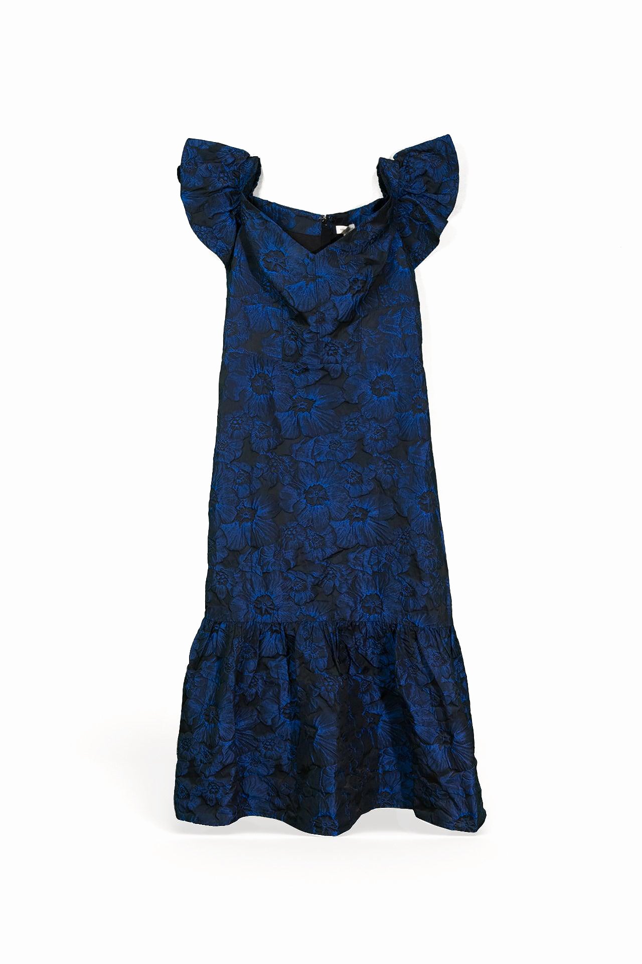Dark Blue Dress With Floral Design From Al Farrasha
