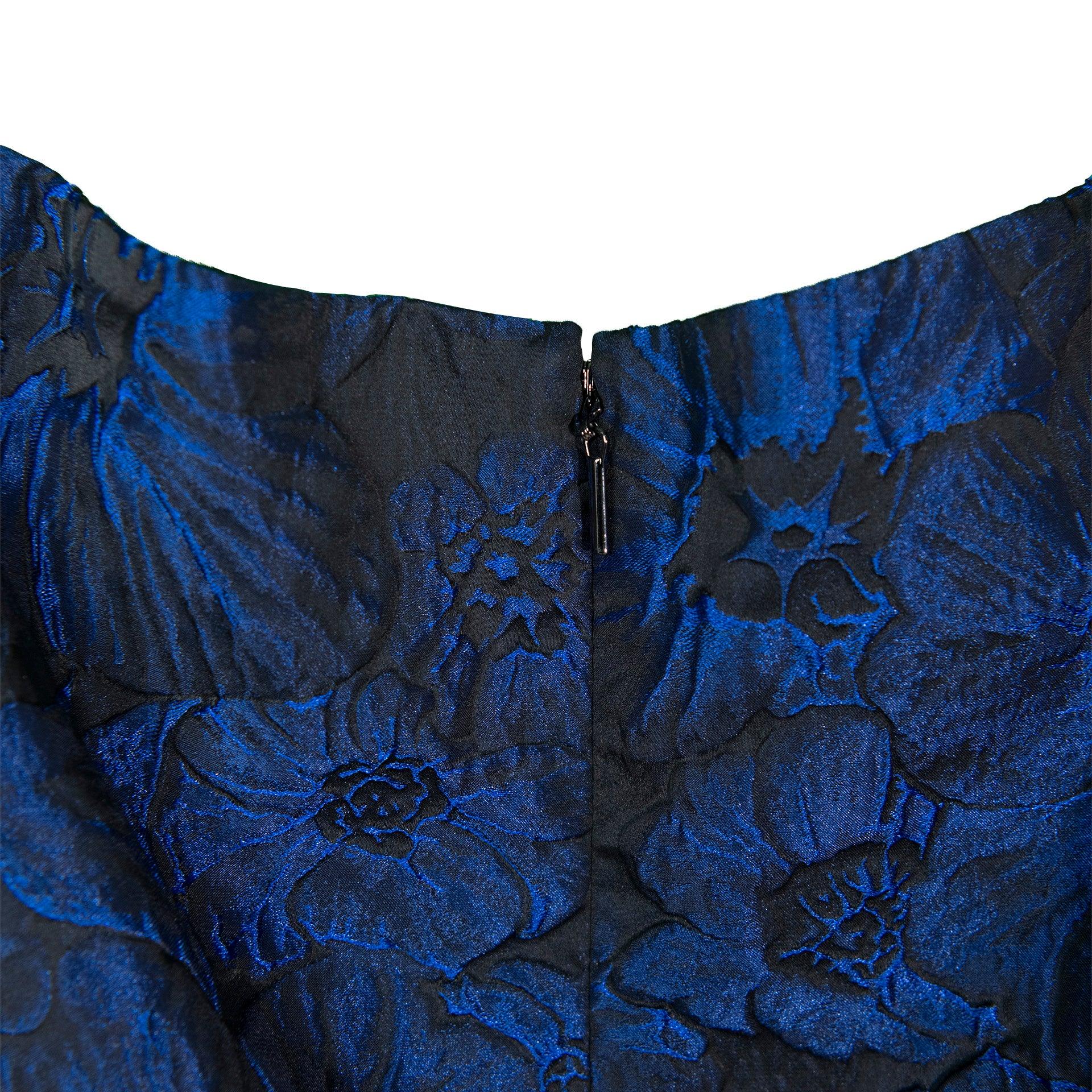 Dark Blue Dress With Floral Design From Al Farrasha - WECRE8