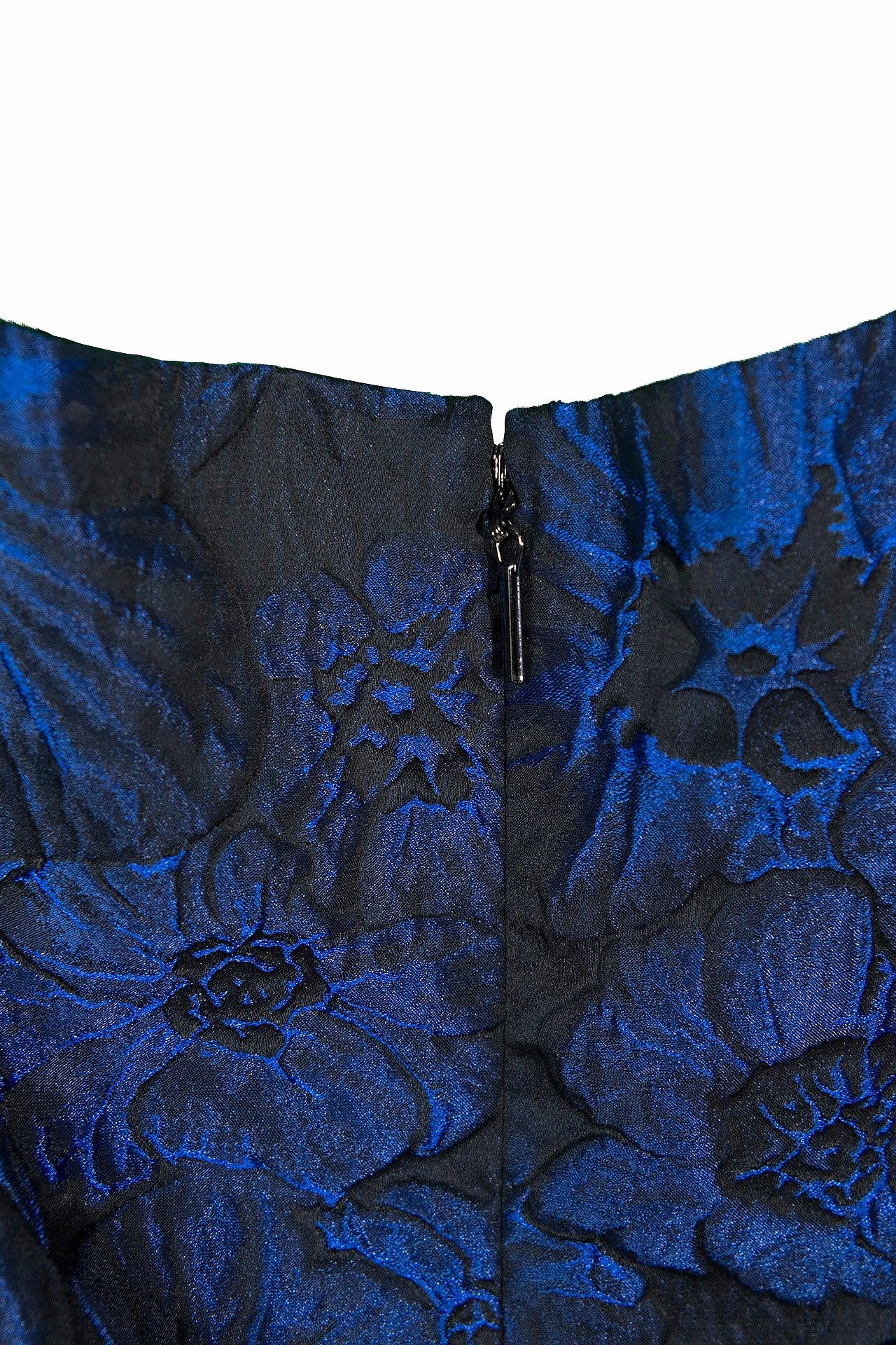 Dark Blue Dress With Floral Design From Al Farrasha