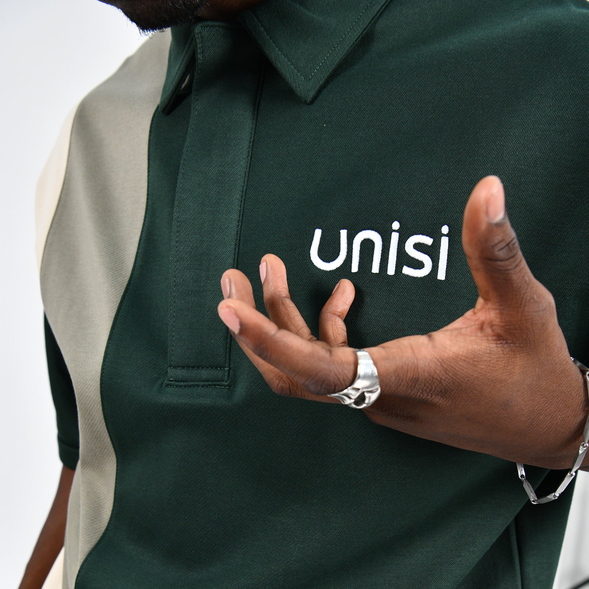 Dark Green & Gray Polo Shirt From Unisi - WECRE8