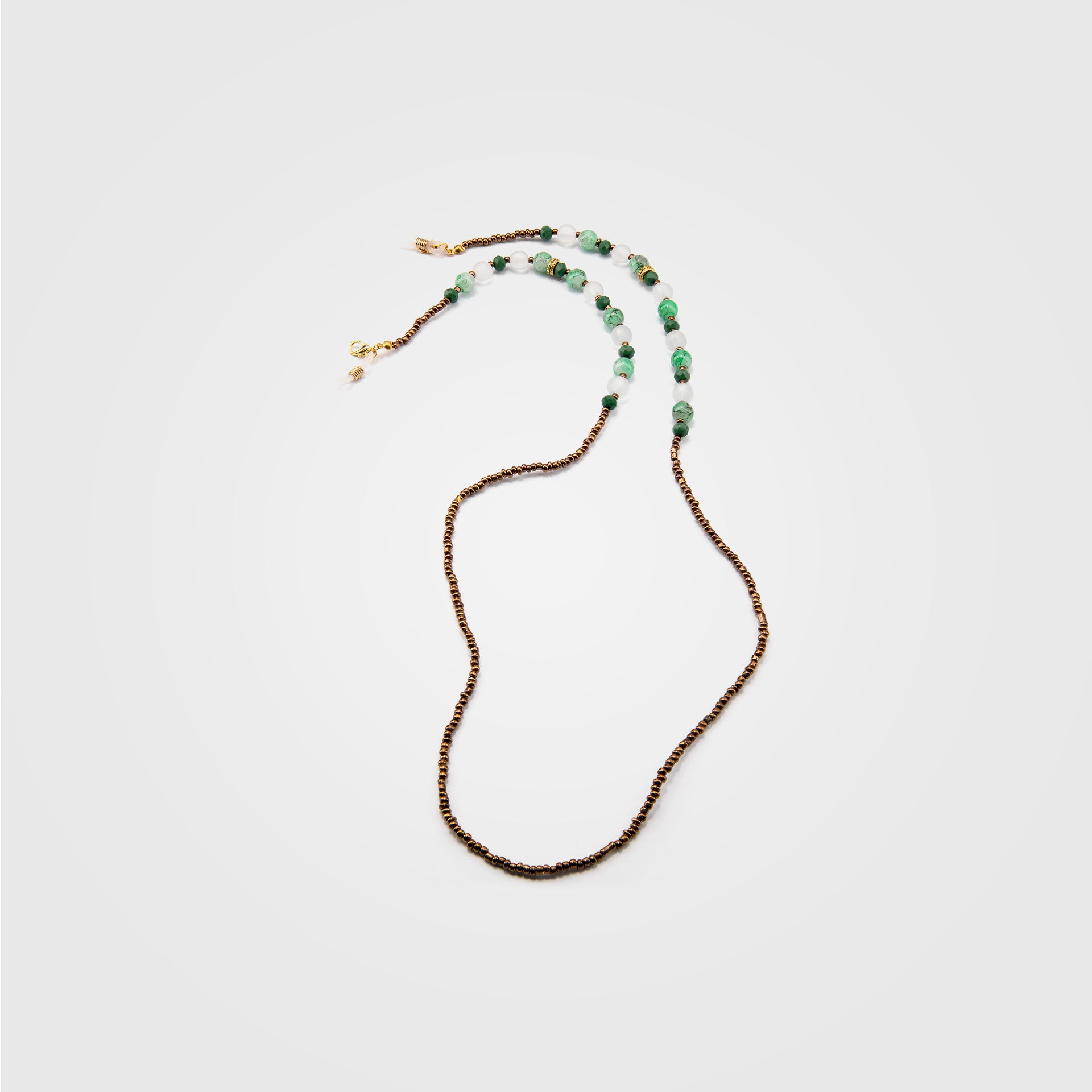 Deep Green Agate Beaded Handmade Chain for Sunglasses and Masks From Aurora - WECRE8