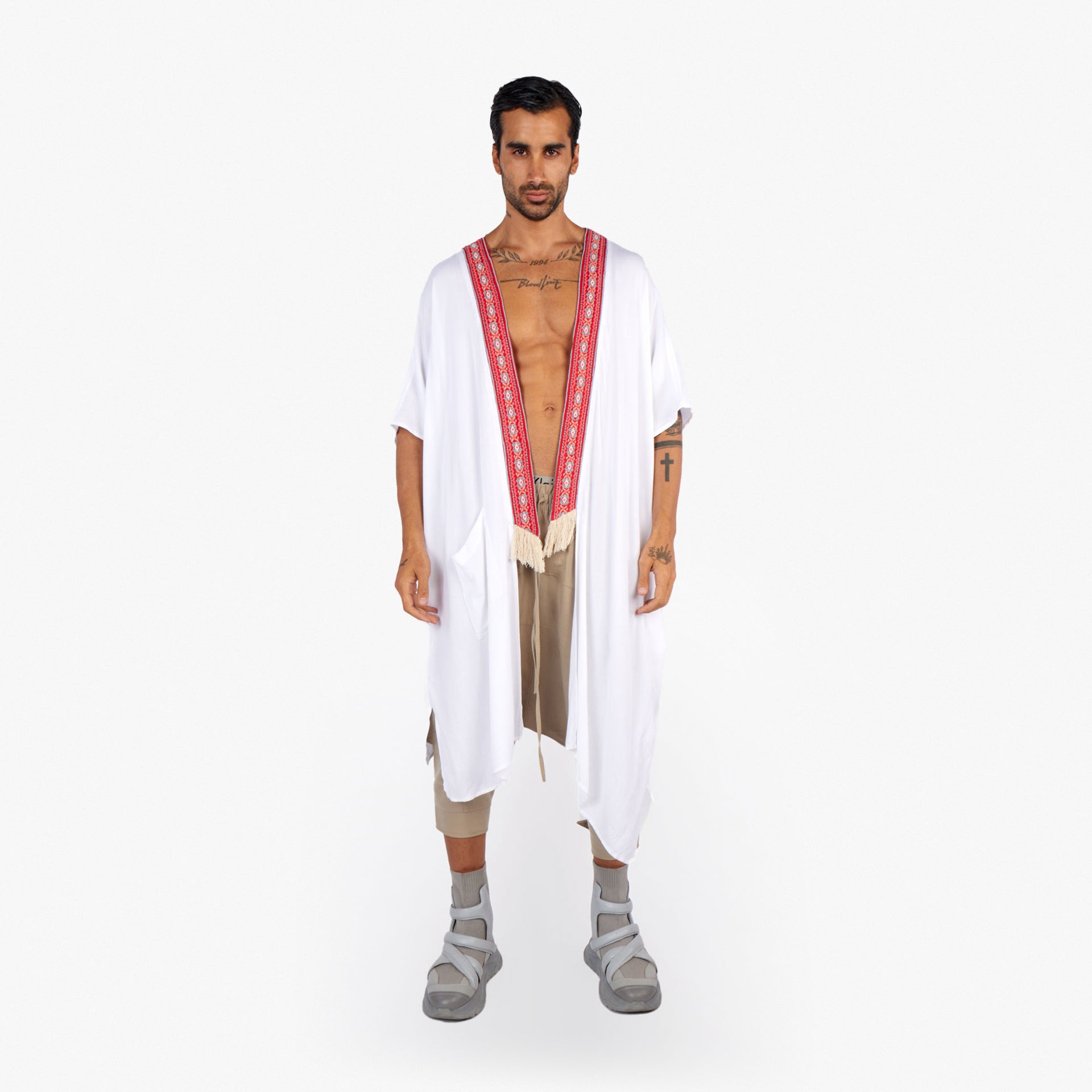 Elysian Unisex White Short Sleeve Kimono by Newminatis - WECRE8