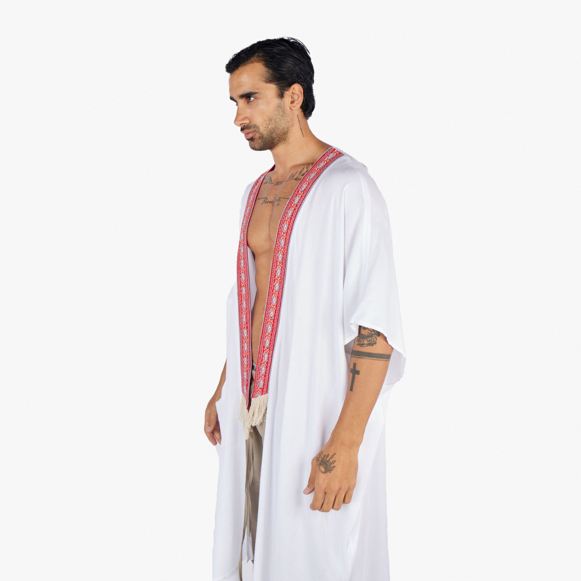 Elysian Unisex White Short Sleeve Kimono by Newminatis - WECRE8