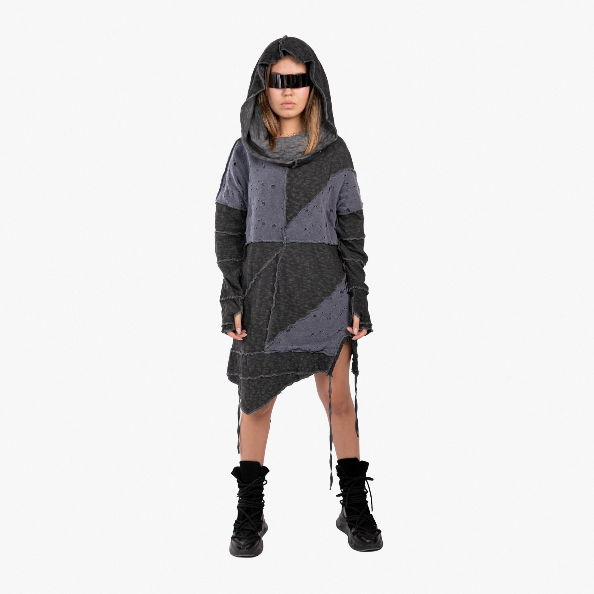 Galaxy Unisex Grey Long Cowl Neck Hoodie by Newminatis - WECRE8