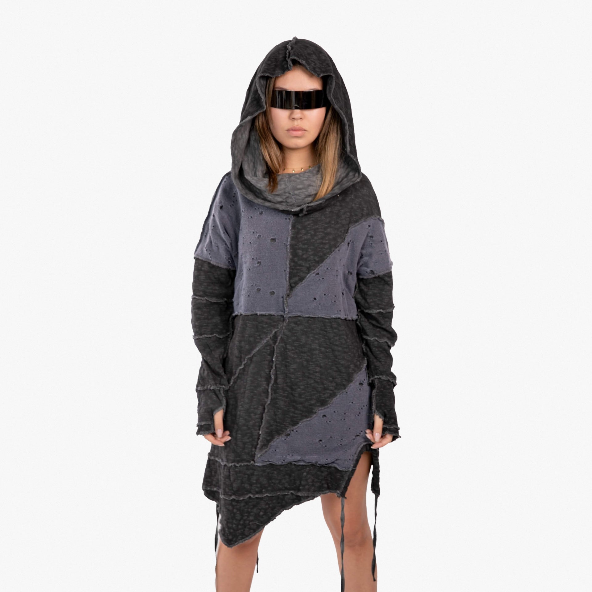 Galaxy Unisex Grey Long Cowl Neck Hoodie by Newminatis - WECRE8