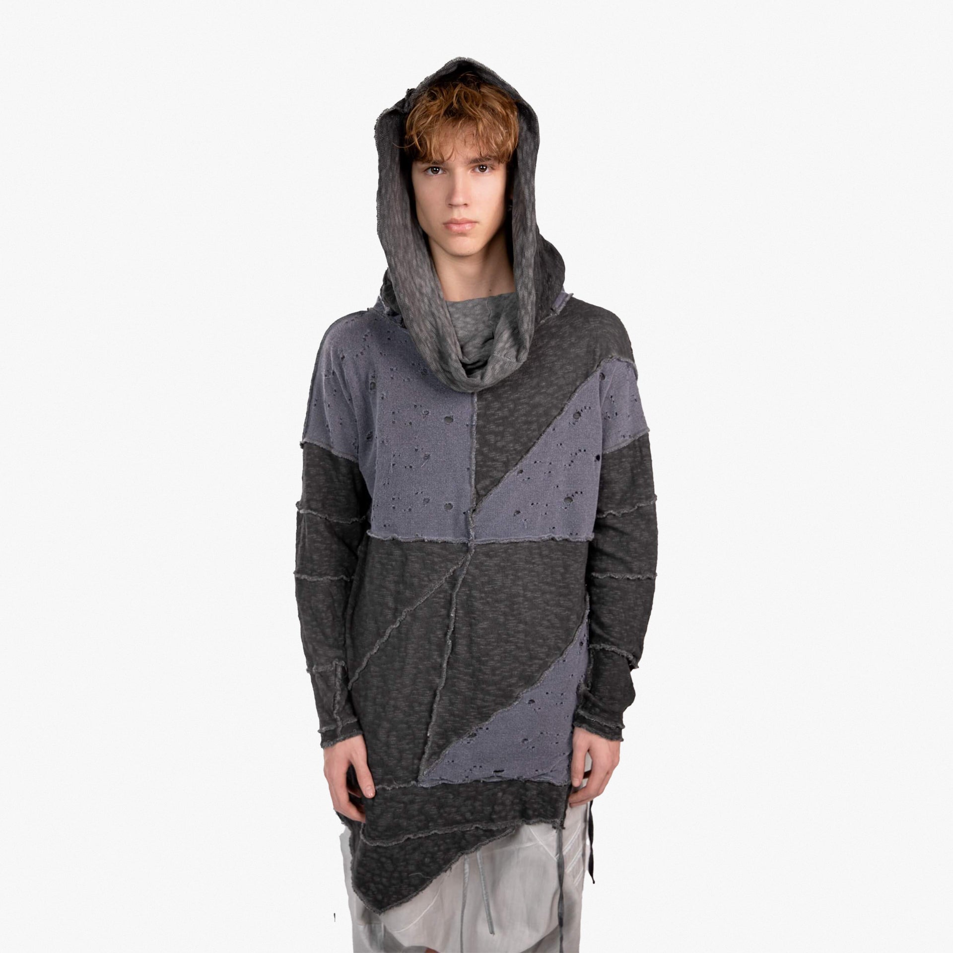 Galaxy Unisex Grey Long Cowl Neck Hoodie by Newminatis - WECRE8