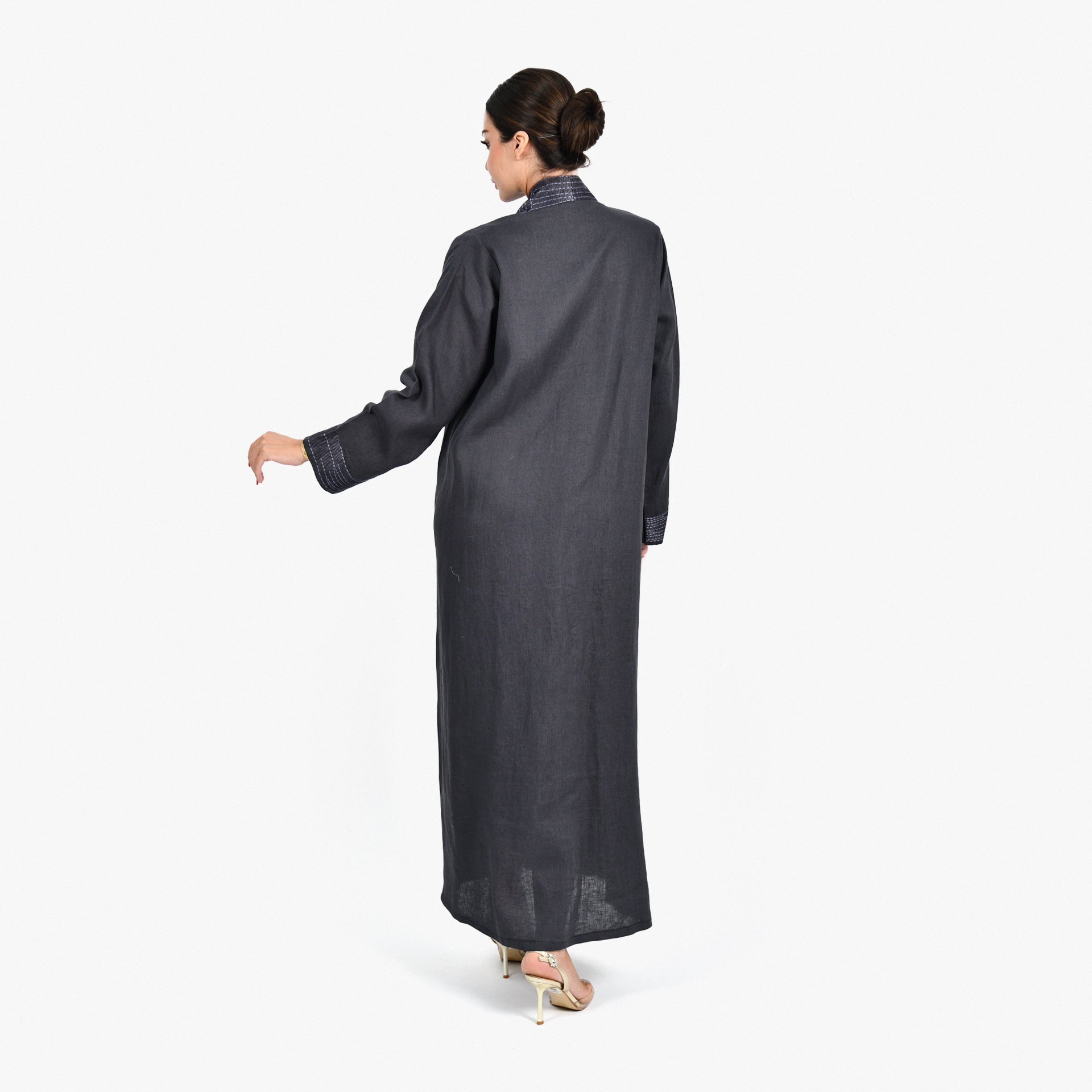 Gray Embroidery Abaya by Darzah - WECRE8