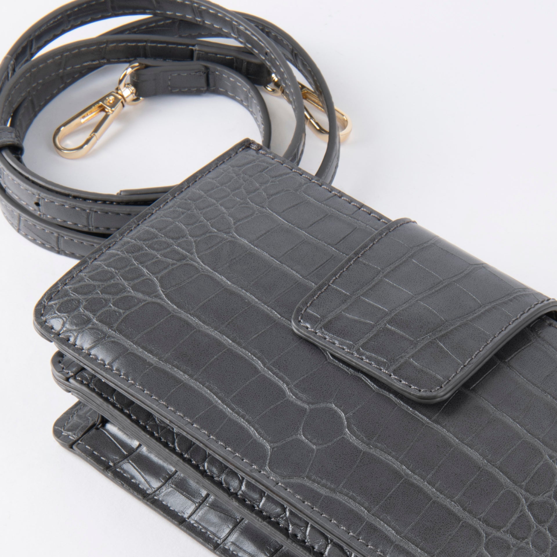 Gray Leather Shoulder Bag With Leather Strap From Vogue By S - WECRE8